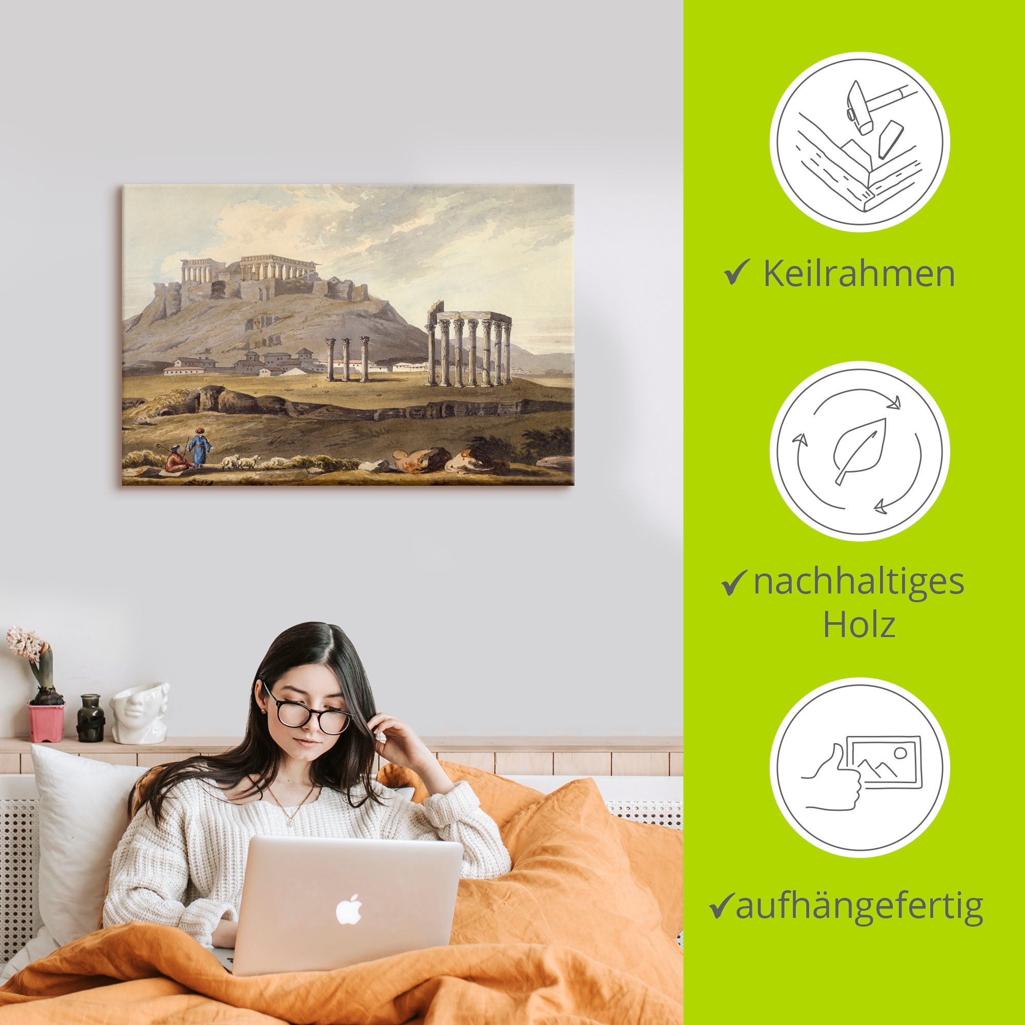 Artland Leinwandbild »Der Tempel des olympischen Zeus« Gebäude 1 Stk. tlg. auf Holzrahmen gespannt