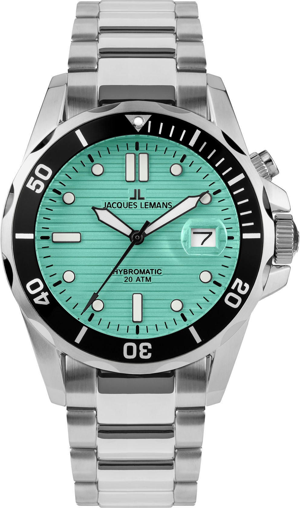 Jacques Lemans Kineticuhr »Hybromatic« Armbanduhr, Herrenuhr, Edelstahlarmband, analog, Tag