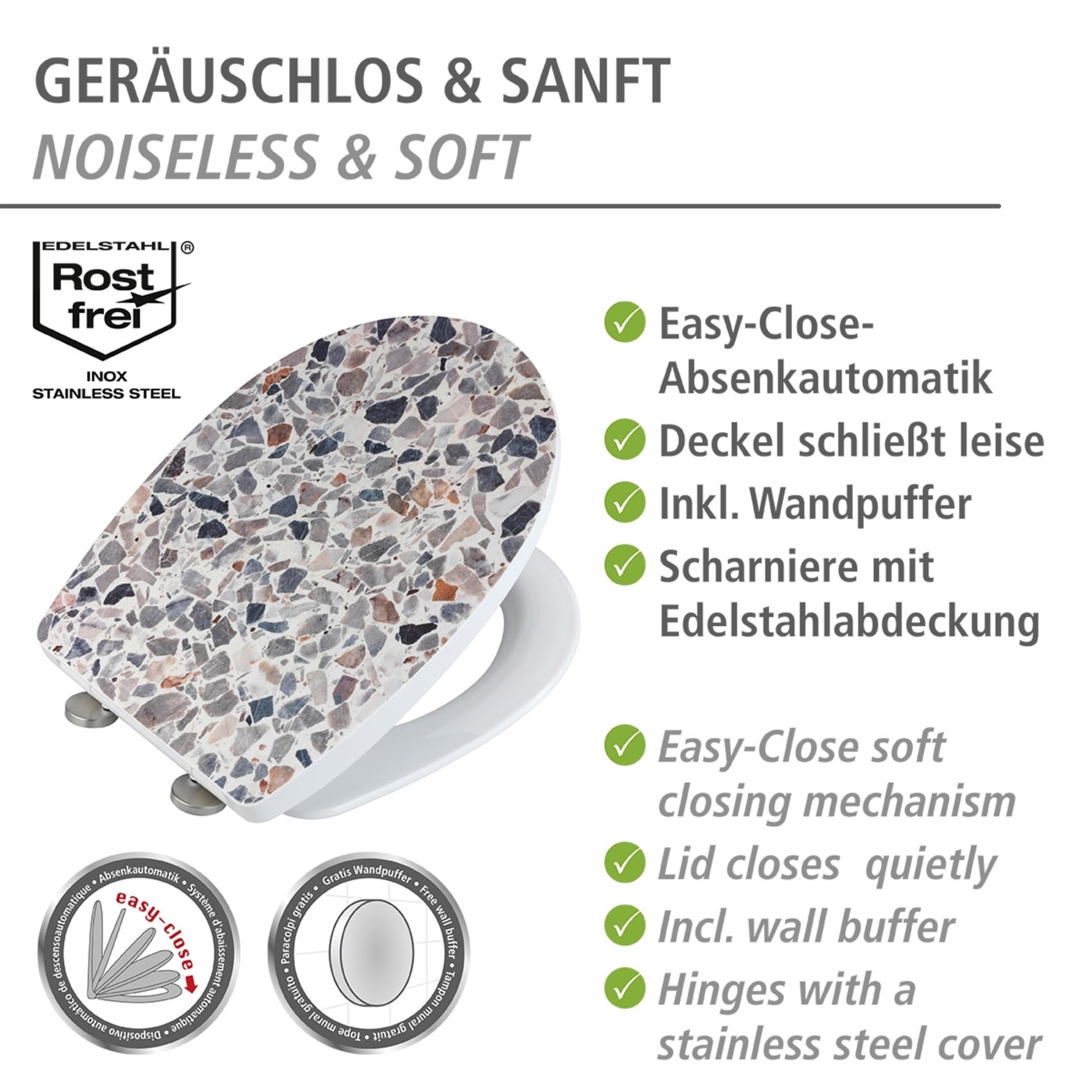 WENKO WC-Sitz »Terrazzo High Gloss« 1 Stk. tlg. Thermoplast