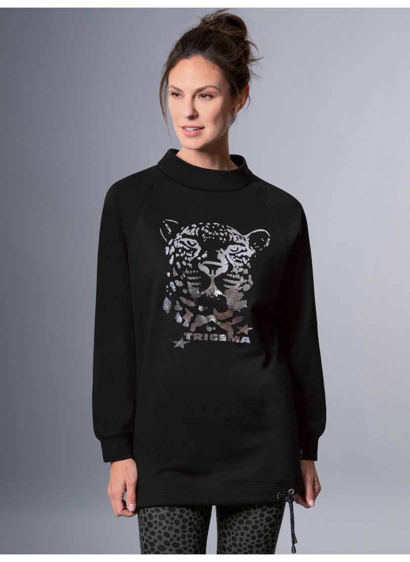Trigema Sweatshirt »TRIGEMA Longshirt mit schimmerndem Leo-Print«