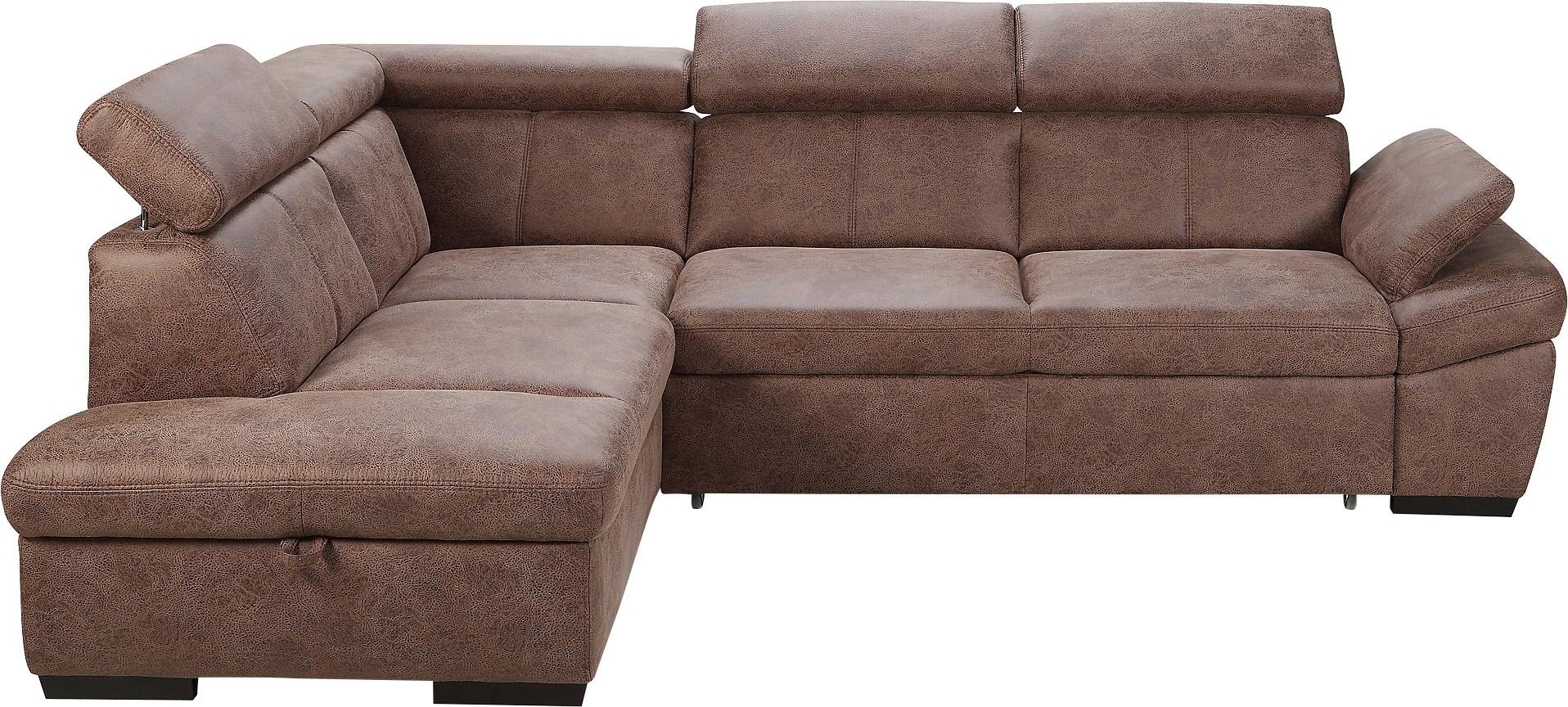 exxpo - sofa fashion Ecksofa »Salerno, klassisch modernes Funktionssofa, hoher Sitzkomfort, L-Form«, inkl. Kopf- und Armteilverstellung, wahlweise mit Bettfunktion