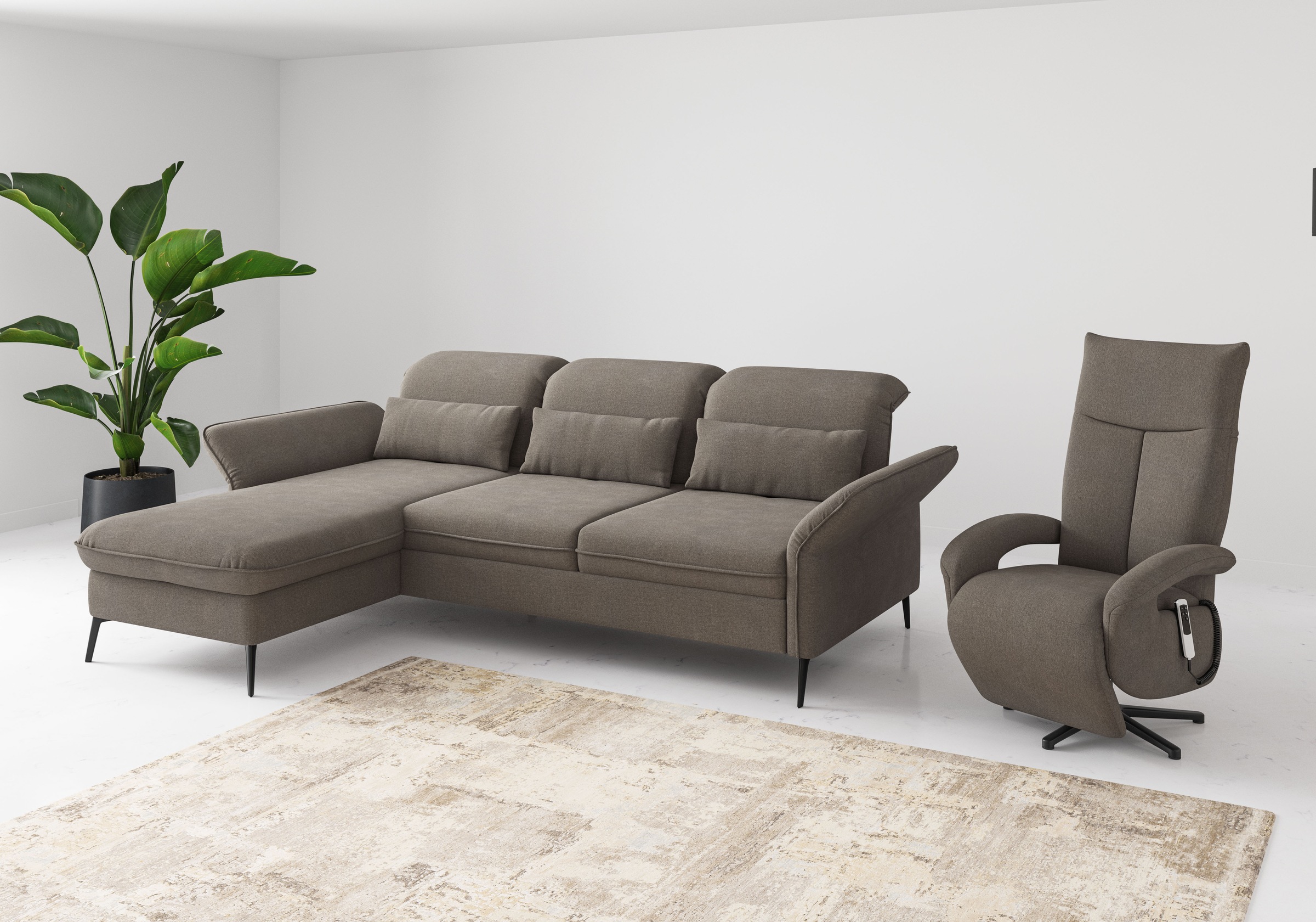 sit&more Ecksofa »Emely, inkl. Sitztiefenverstellung«, wahlweise mit Bettfunktion,Bettkasten,Kopf- & Armteilverstellung