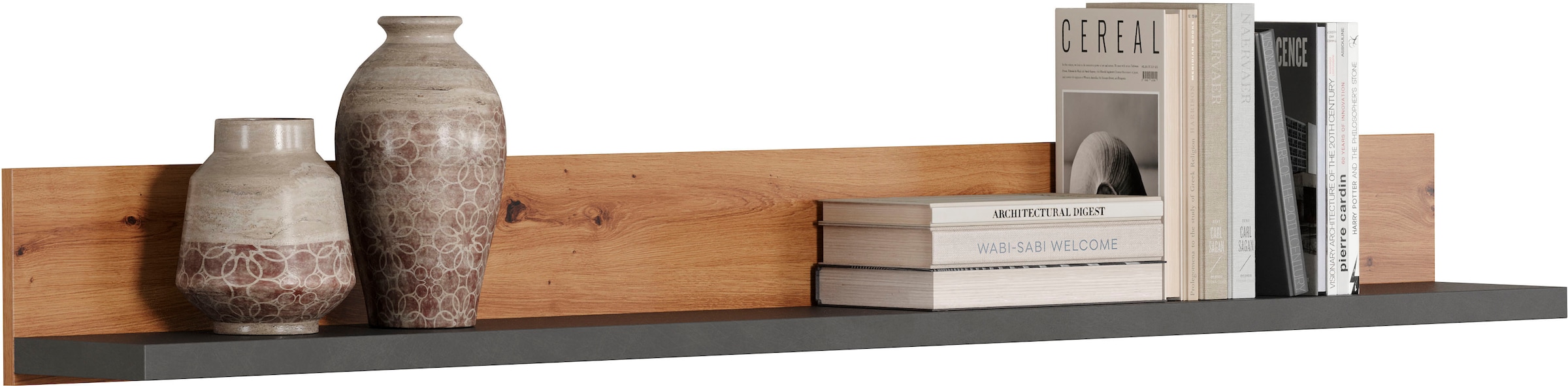 Home affaire Wandboard »Ambres«, (1 St.), Bücherleiste in matter Echtholzoptik - Maße (B/T/H) 180/22/20 cm