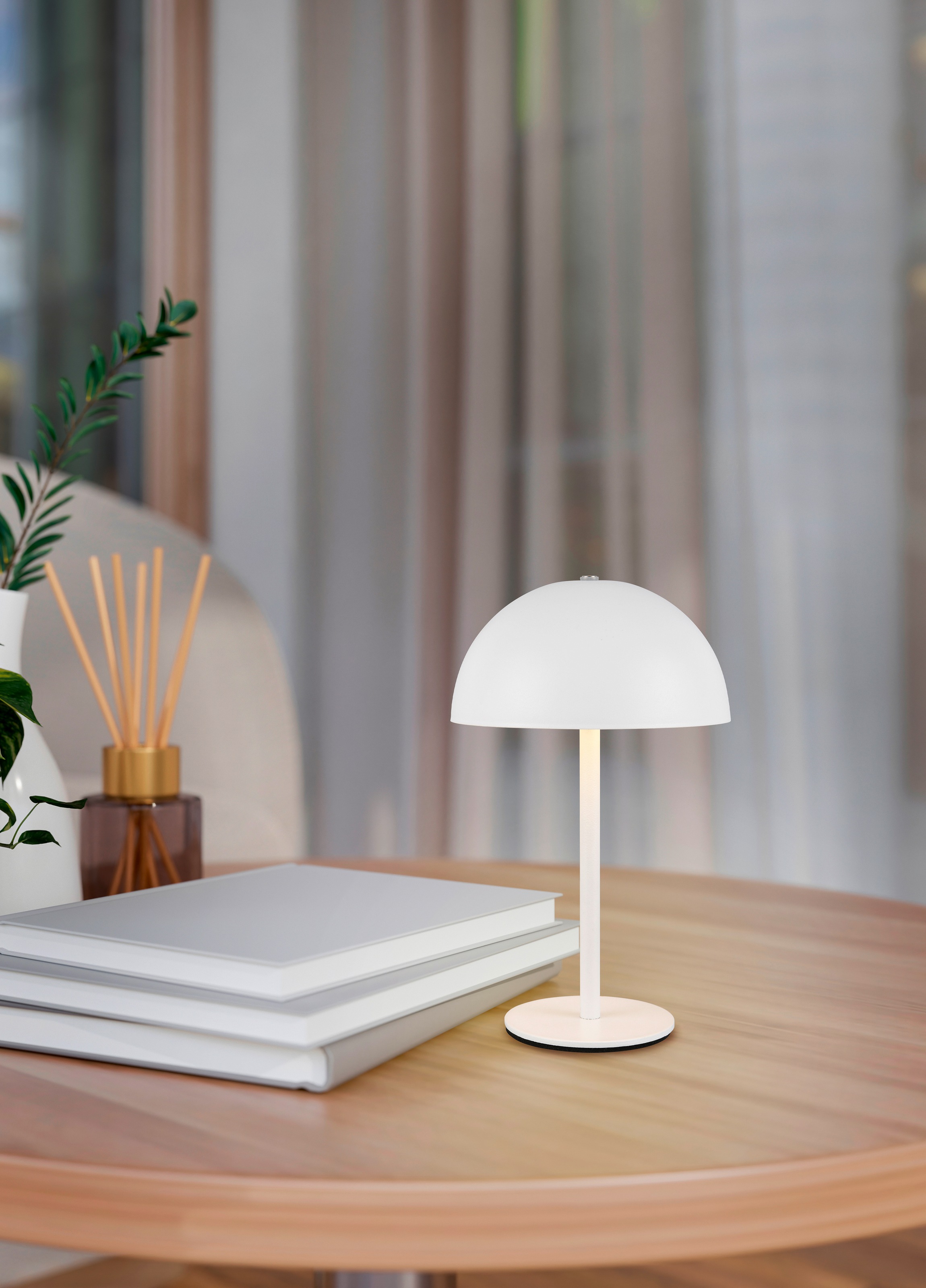 REALITY Leuchten LED Tischleuchte »MUNOZ, Akku Tischleuchte mit Touchdimmer + USB Anschluss, IP20 indoor«, 1 flammig, Leuchtmittel LED-Board | LED fest integriert, bis zu 10h Akkulaufzeit, laden per USB max 7-9h, Akku Leuchte Pilzform