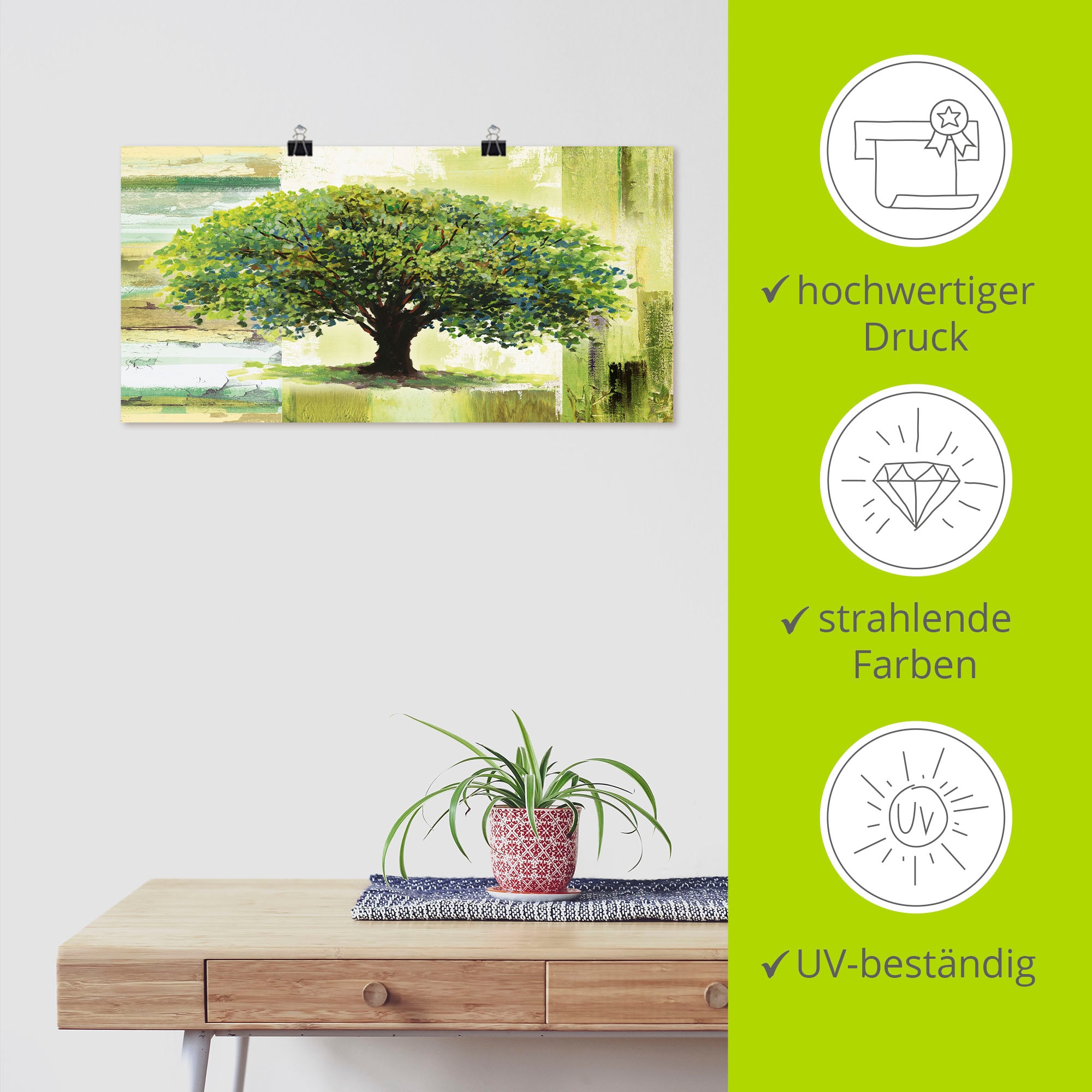 Artland Wandbild »Frühlingsbaum auf abstraktem Hintergrund«, Bäume, (1 St.), als Alubild, Outdoorbild, Leinwandbild, Poster in verschied. Größen
