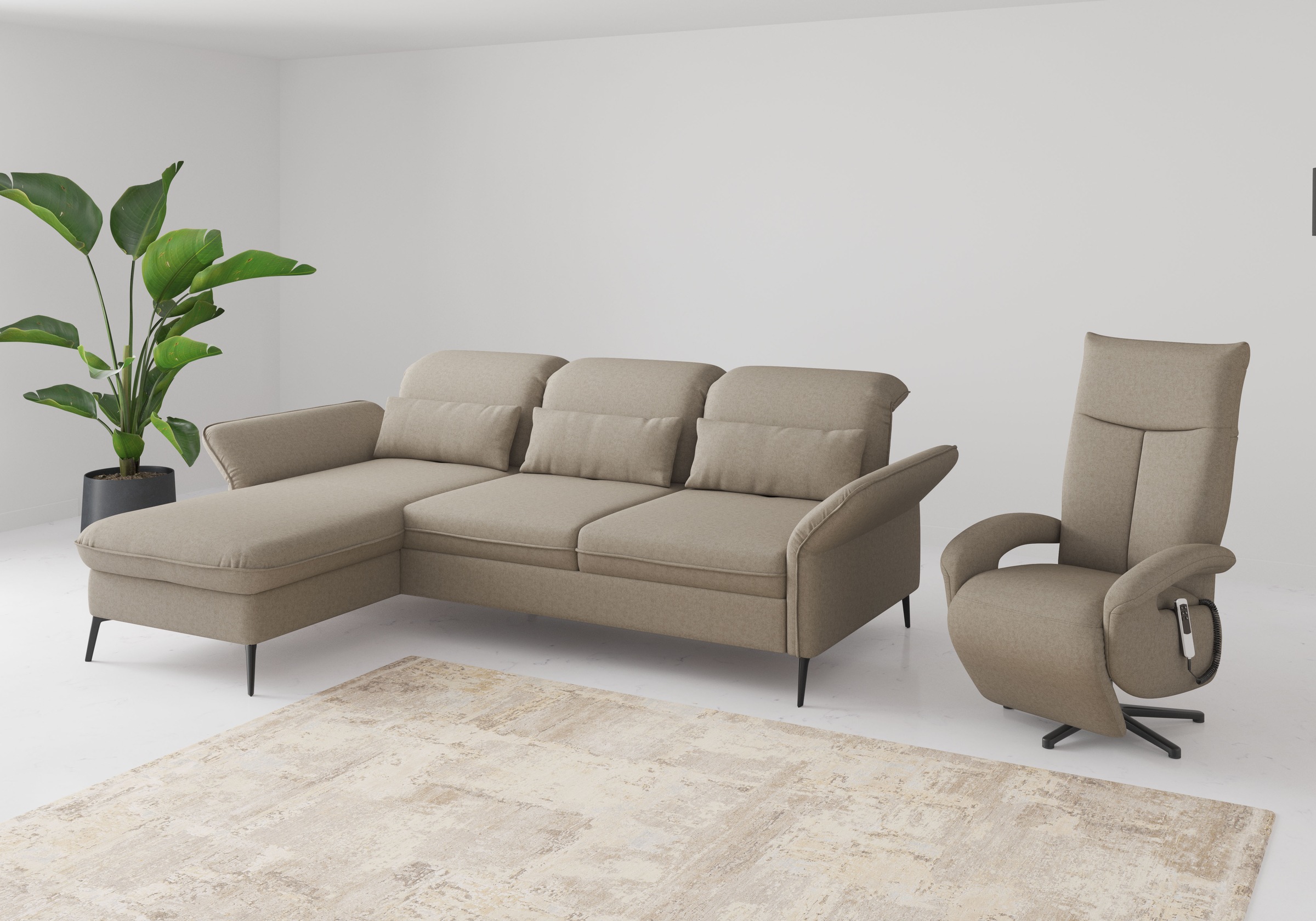 sit&more Ecksofa »Emely, inkl. Sitztiefenverstellung«, wahlweise mit Bettfunktion,Bettkasten,Kopf- & Armteilverstellung