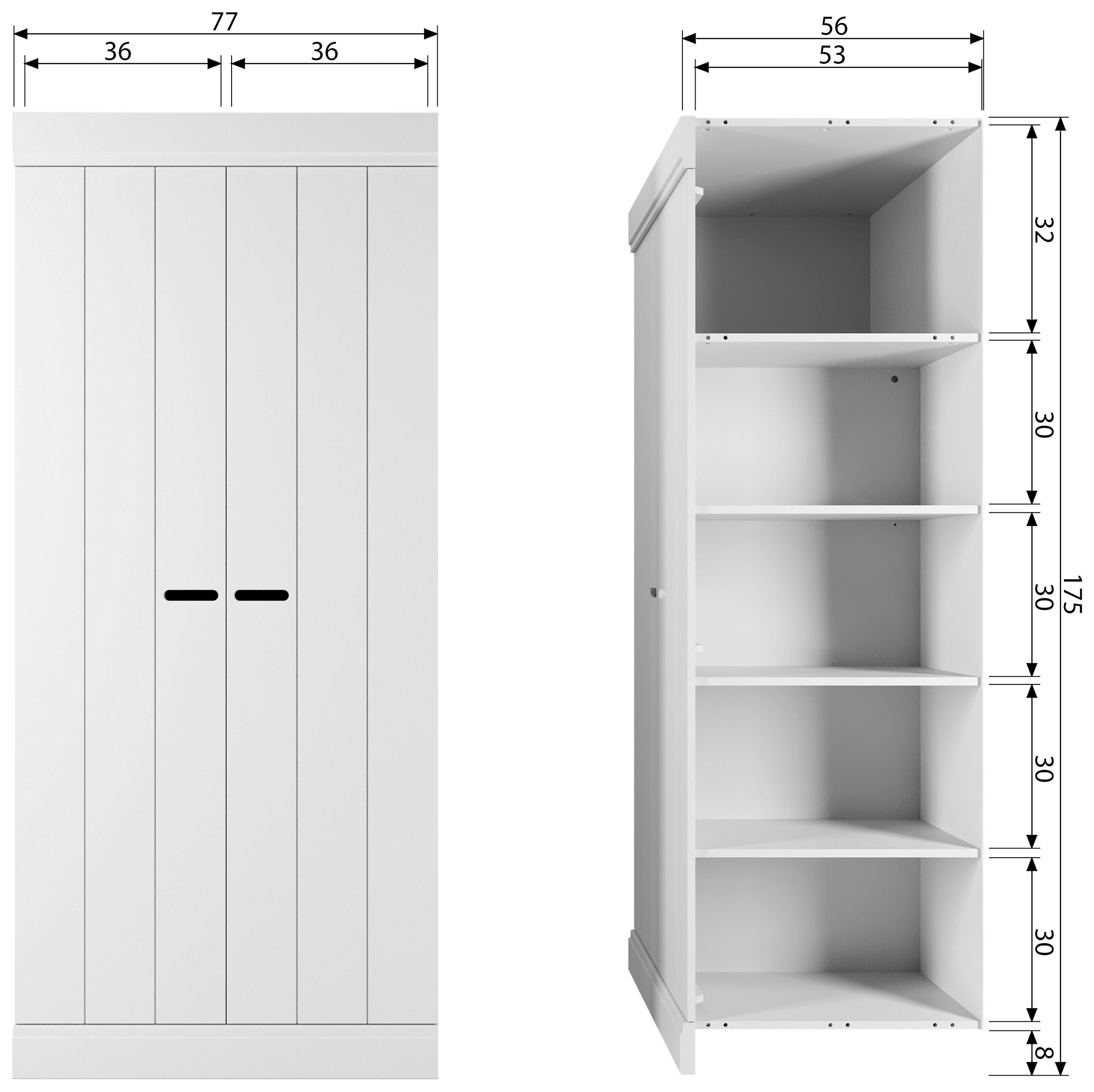 WOOOD Garderobenschrank »Connect«, mit zwei Türen, aus Kiefer, Breite 77 cm