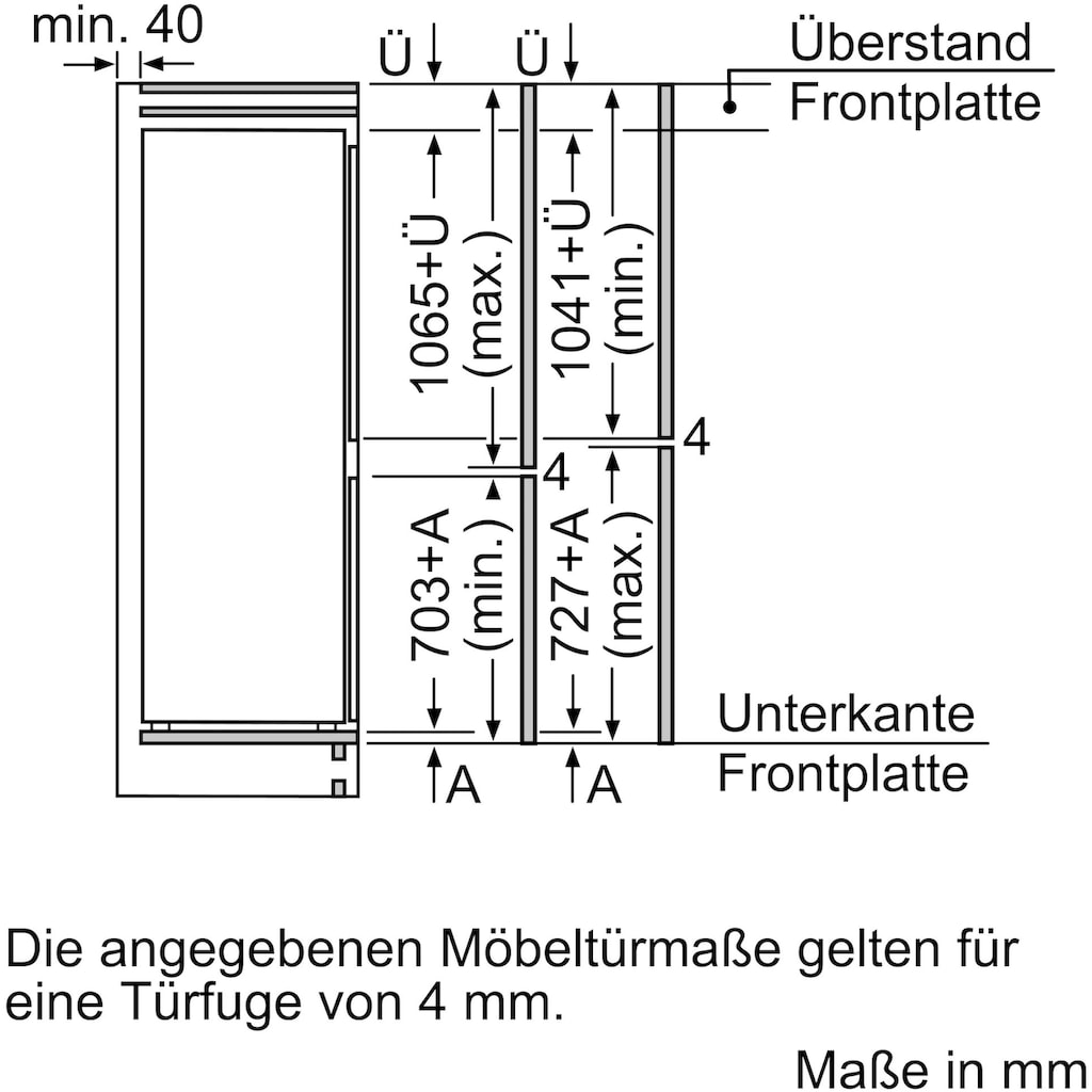 SIEMENS Einbaukühlgefrierkombination »KI86NADF0«, KI86NADF0, 177,2 cm hoch, 55,8 cm breit