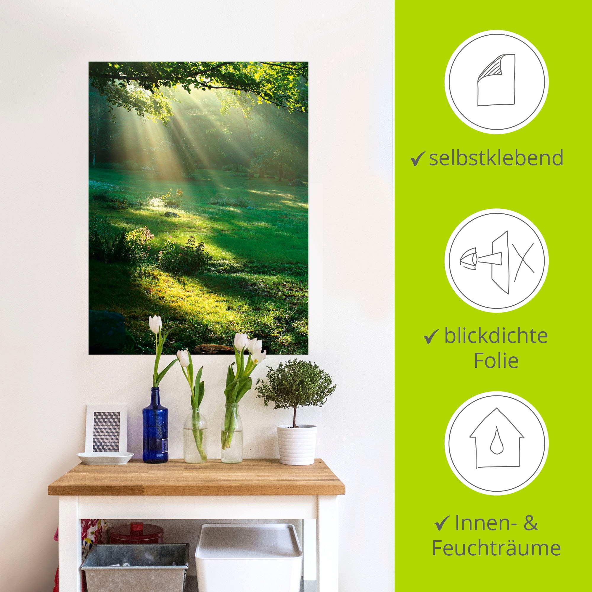 Artland Wandbild »Lichtkegel«, Wald, (1 St.), als Alubild, Outdoorbild, Leinwandbild, Poster, Wandaufkleber