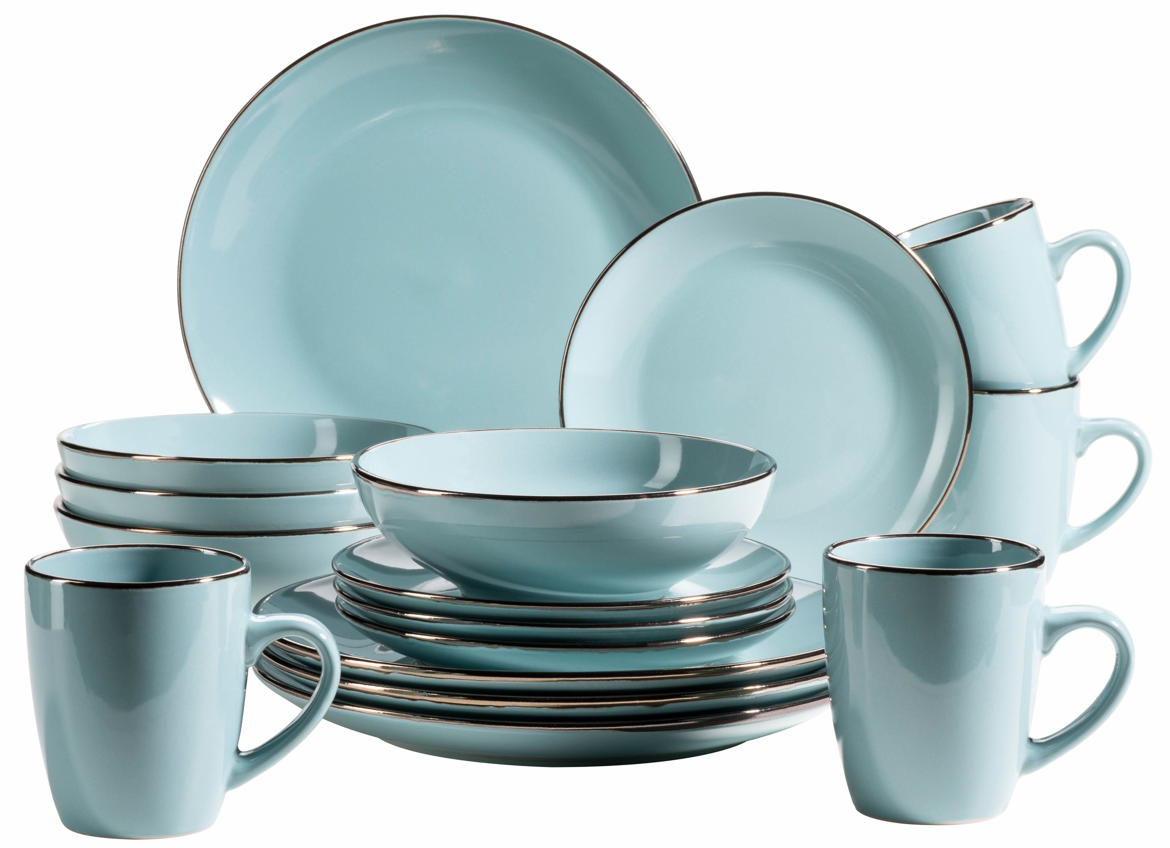 MÄSER Kombiservice »METALLIC RIM, Geschirr-Set, Steinzeug« günstig online kaufen