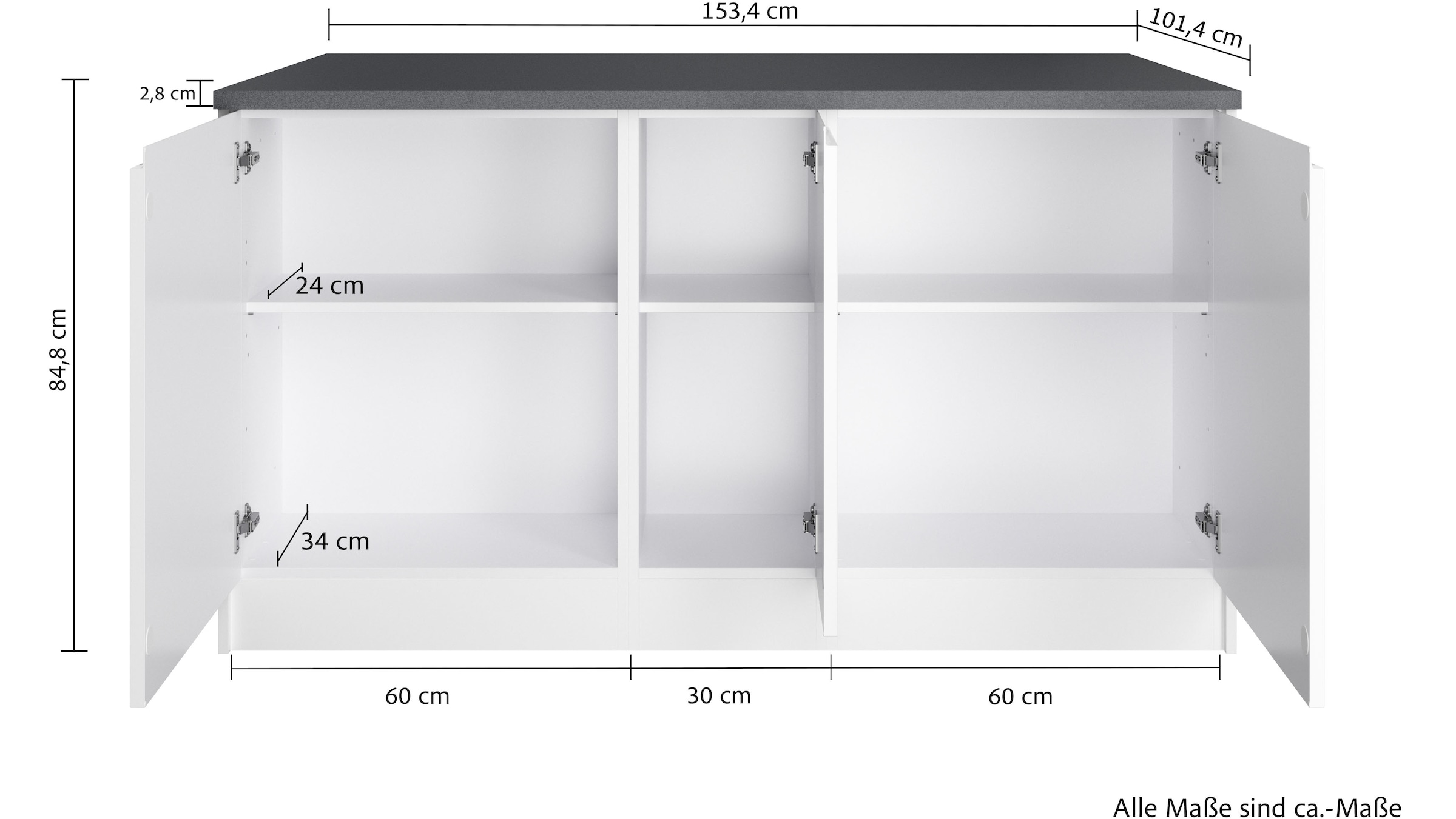 KOCHSTATION Kücheninsel »KS-Virginia«, Breite 153 cm, MDF-Fronten, Flaschenregal