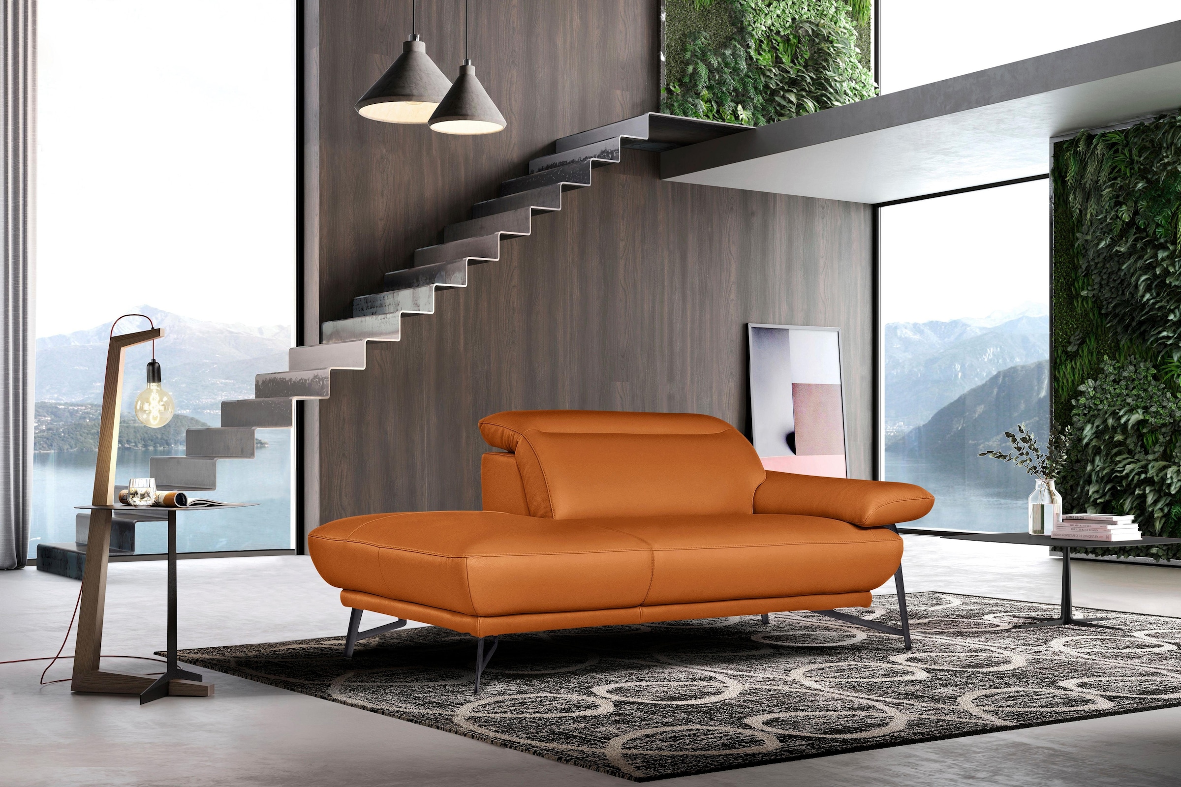 Egoitaliano Polstergarnitur »Anais, Design mit hohem Sitzkomfort für mehr Bequemlichkeit«, Set: bestehend aus Sofa und Ottomane, inkl. Kopfteilverstellung