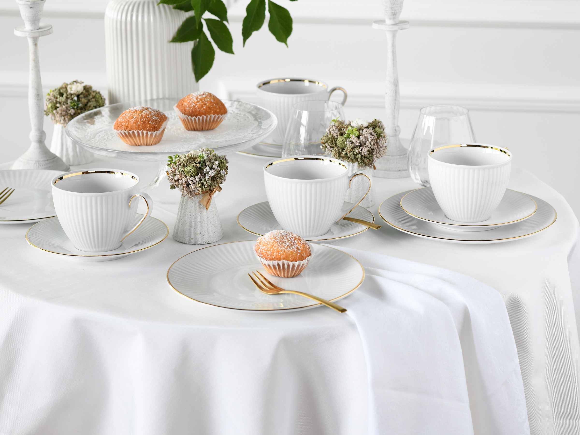 CreaTable Kombiservice »Valencia Gold, Kombi-Service 30-tlg«, (Set, 30 tlg.), Elegant, Goldrand