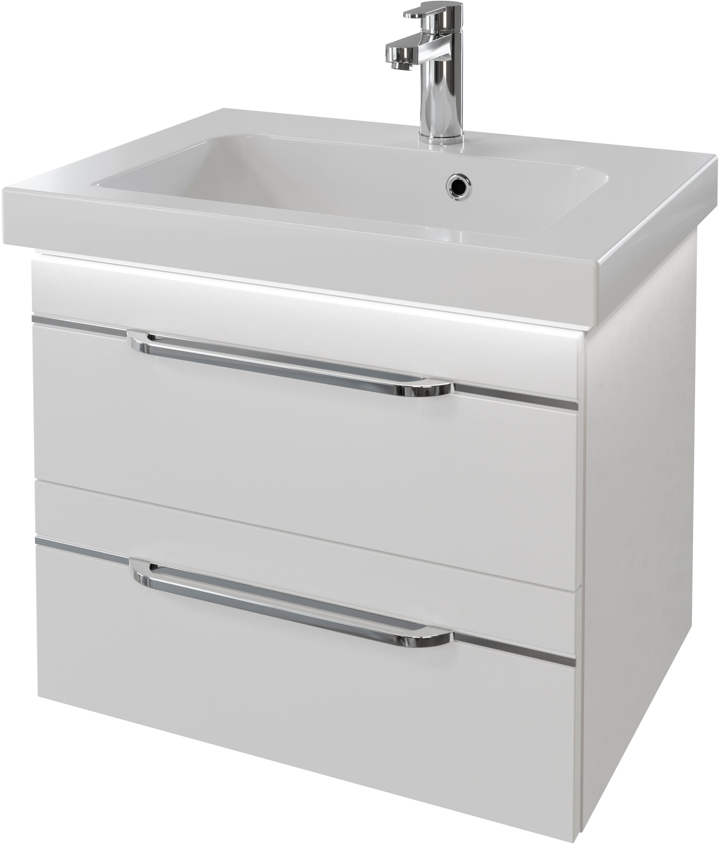 Saphir Badmöbel-Set »Balto 2-teilig Mineralmarmor-Waschtisch mit LED-Spiegel, Waschplatz«, (2 St.), 64,4 cm breit, mit 2 Schubladen, Badschrank inkl. Schubladendämpfer