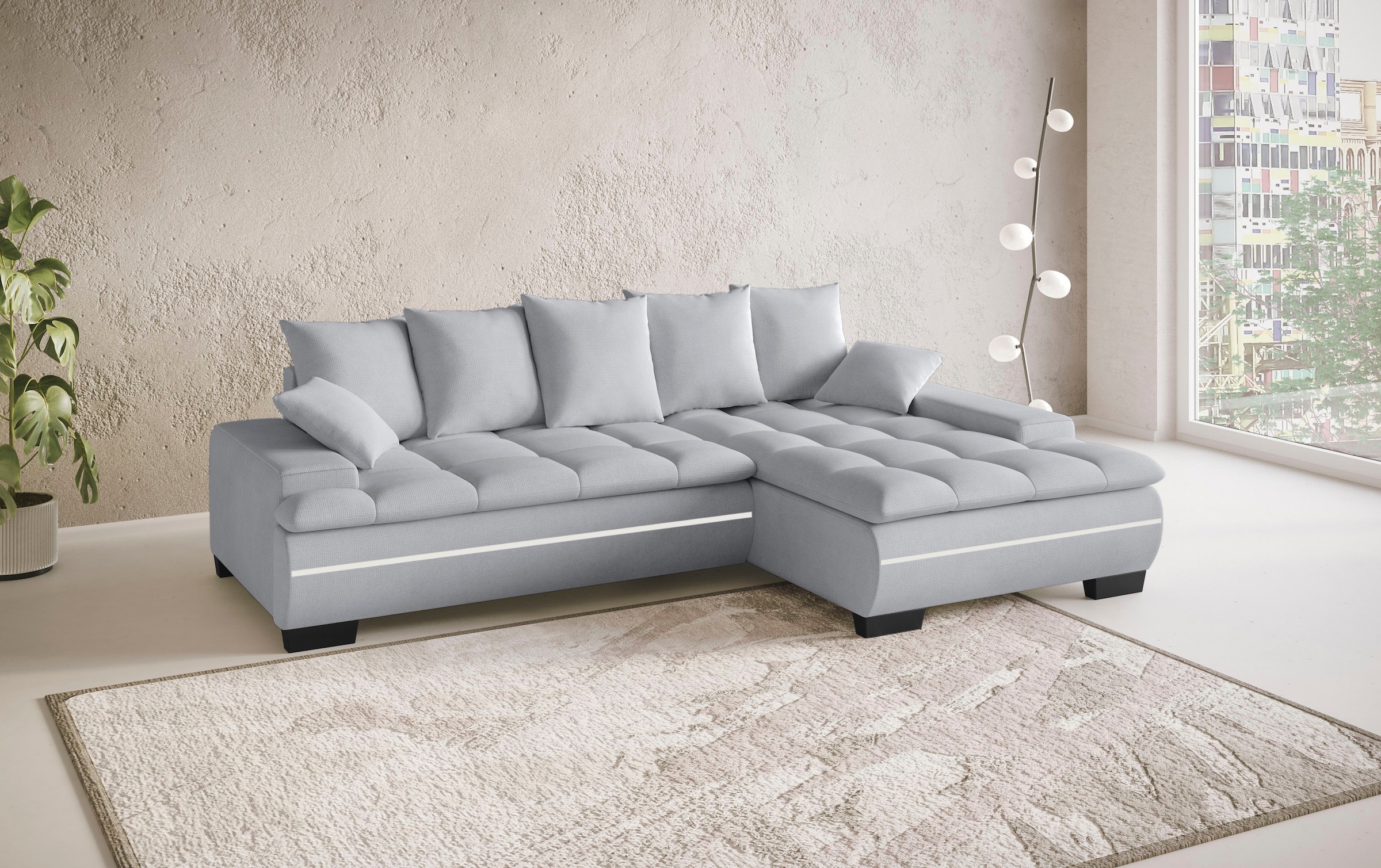 Mr. Couch Ecksofa »Haiti II, L-Form«, RGB-LED Beleuchtung, Kaltschaum, wahlweise mit Bett, Bettkasten