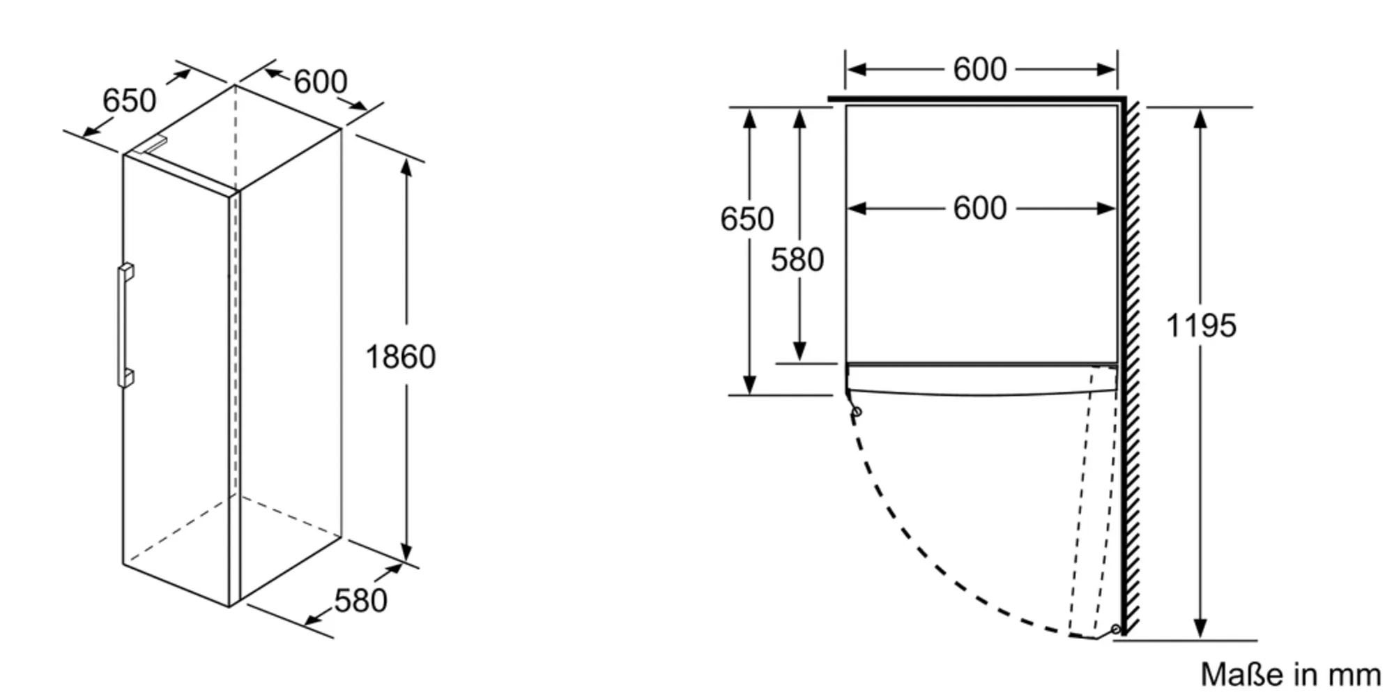 SIEMENS European Side-by-Side iQ300, 186 cm hoch, 120 cm breit, mit Flaschenregal-höhenverstellbare Füße