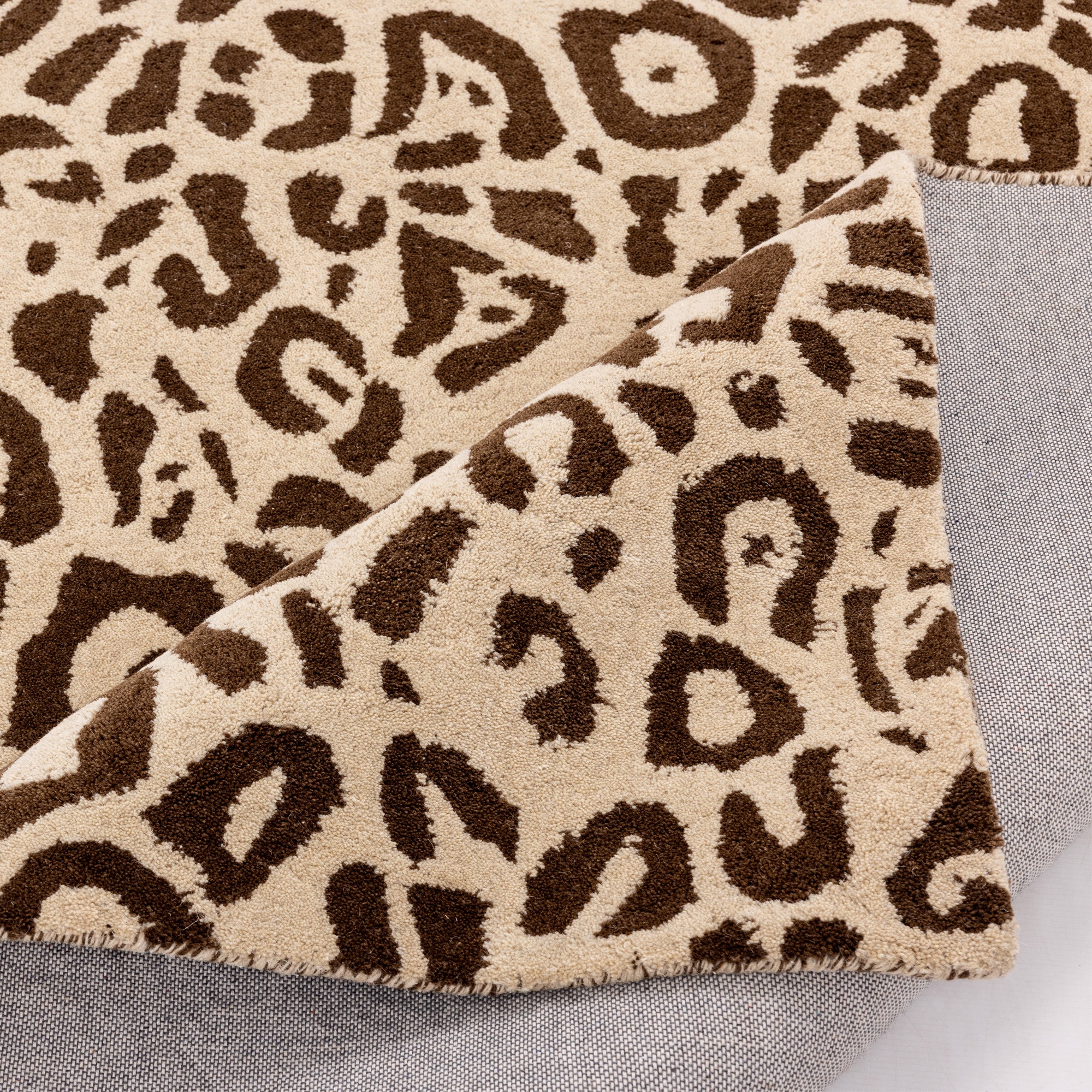 OTTO home Wollteppich »Gabbo Leo, Leopardenmuster, handgearbeitet« rechteckig 14 mm Höhe reine Wolle, Uni, Wohnzimmer, Schlafzimmer, Esszimmer