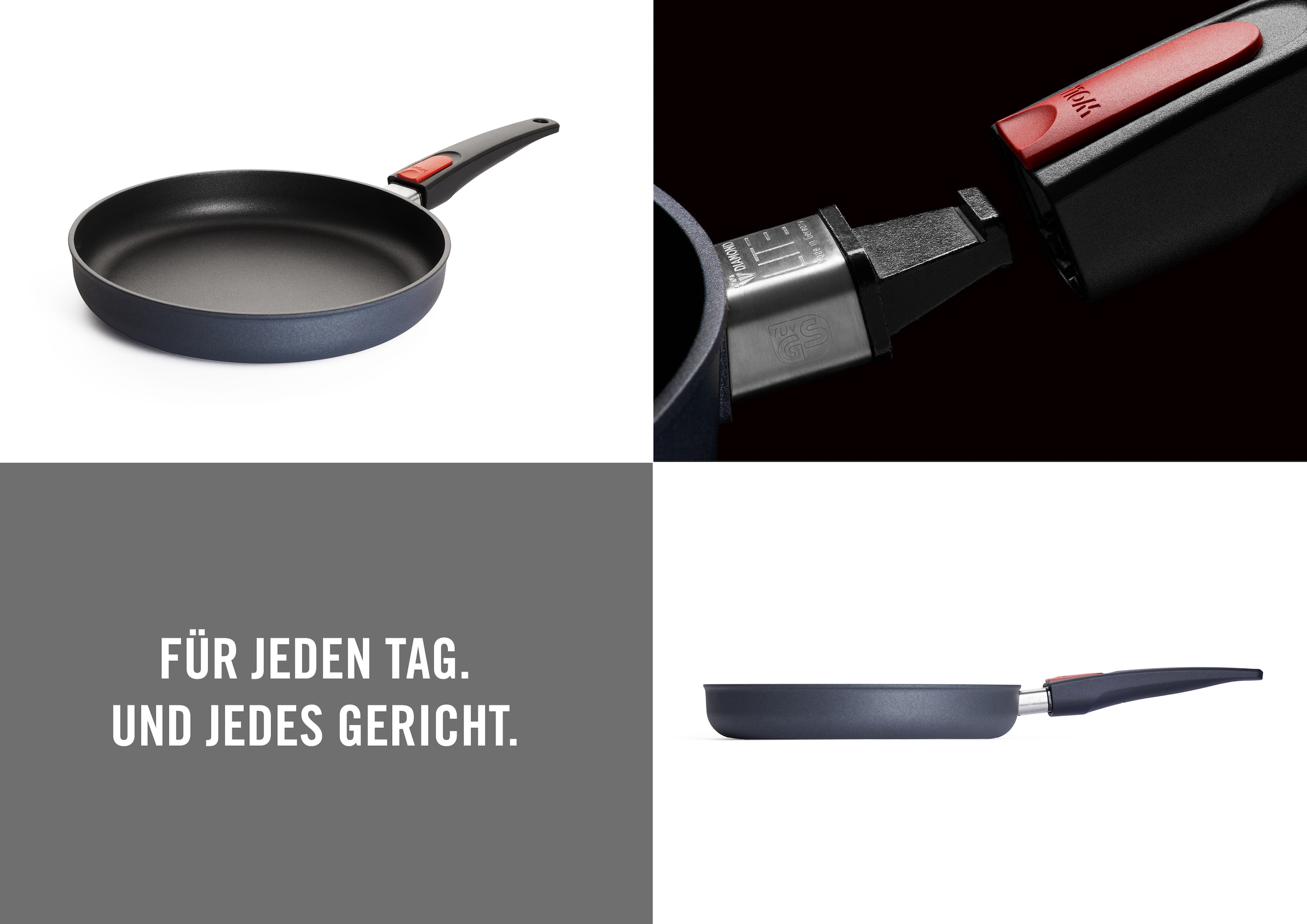 WOLL MADE IN GERMANY Pfannen-Set »Diamond Lite mit Spritzschutz« Aluminiumguss Set, 2 Stk. tlg. Abnehmbarer Stiel, Antihaftbeschichtet