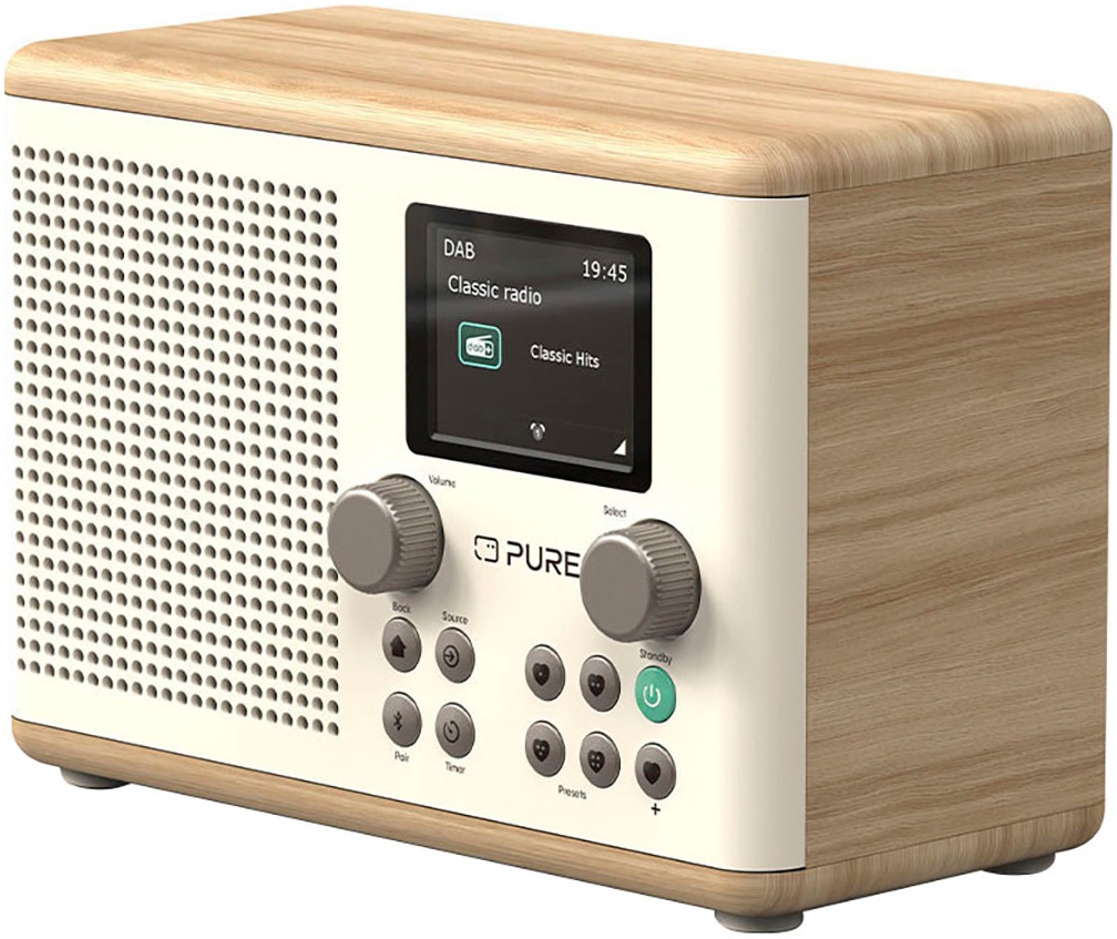 PURE Digitalradio (DAB+) »Classic H4« (Bluetooth Digitalradio (DAB+) FM-Tuner UKW mit RDS 10 W) Weiss/Eiche 2,4” TFT-Farbdisplay