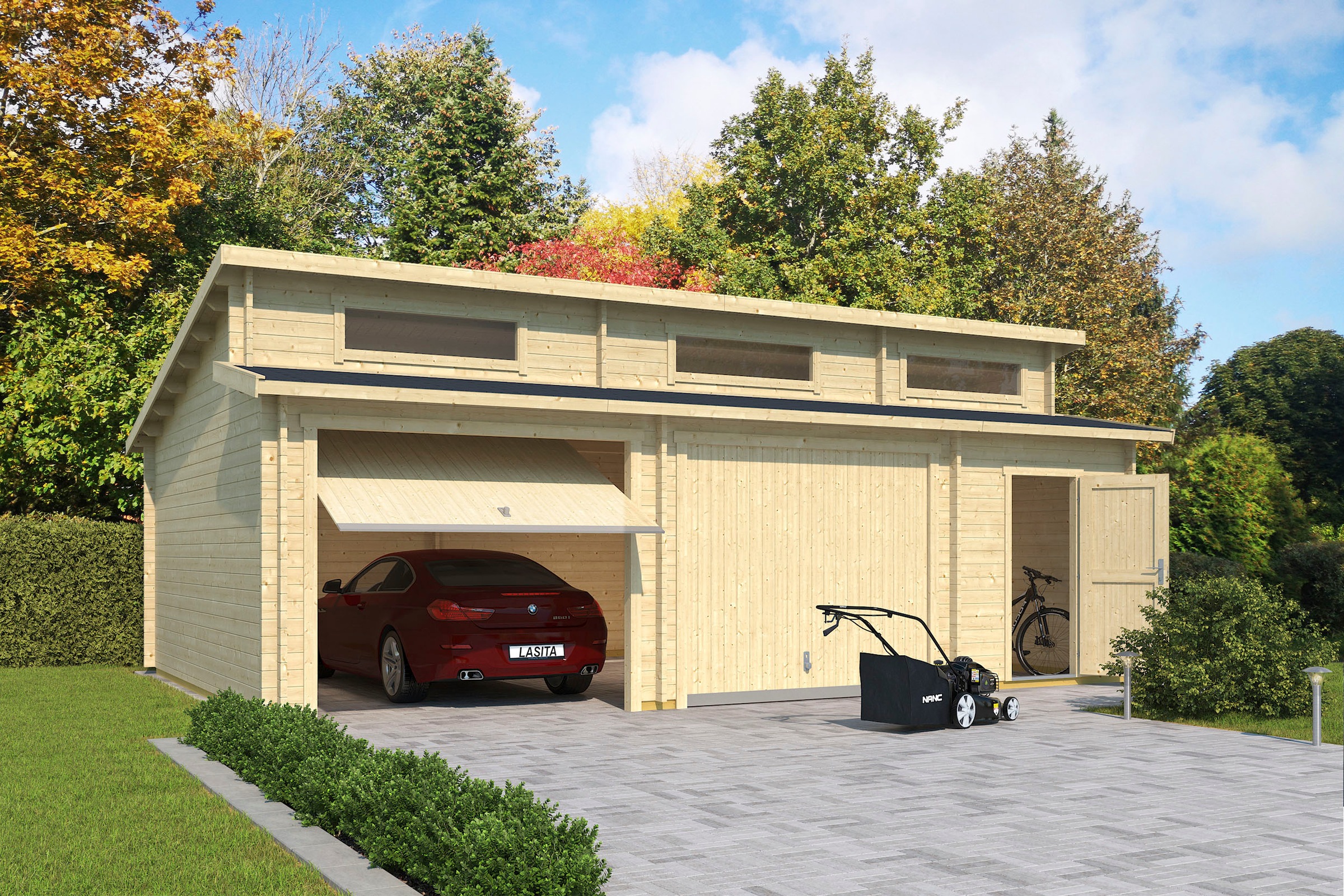 LASITA MAJA Garage »Hawaii«, (Set, für 2 Fahrzeuge geeignet), Garage + 2 Sc günstig online kaufen