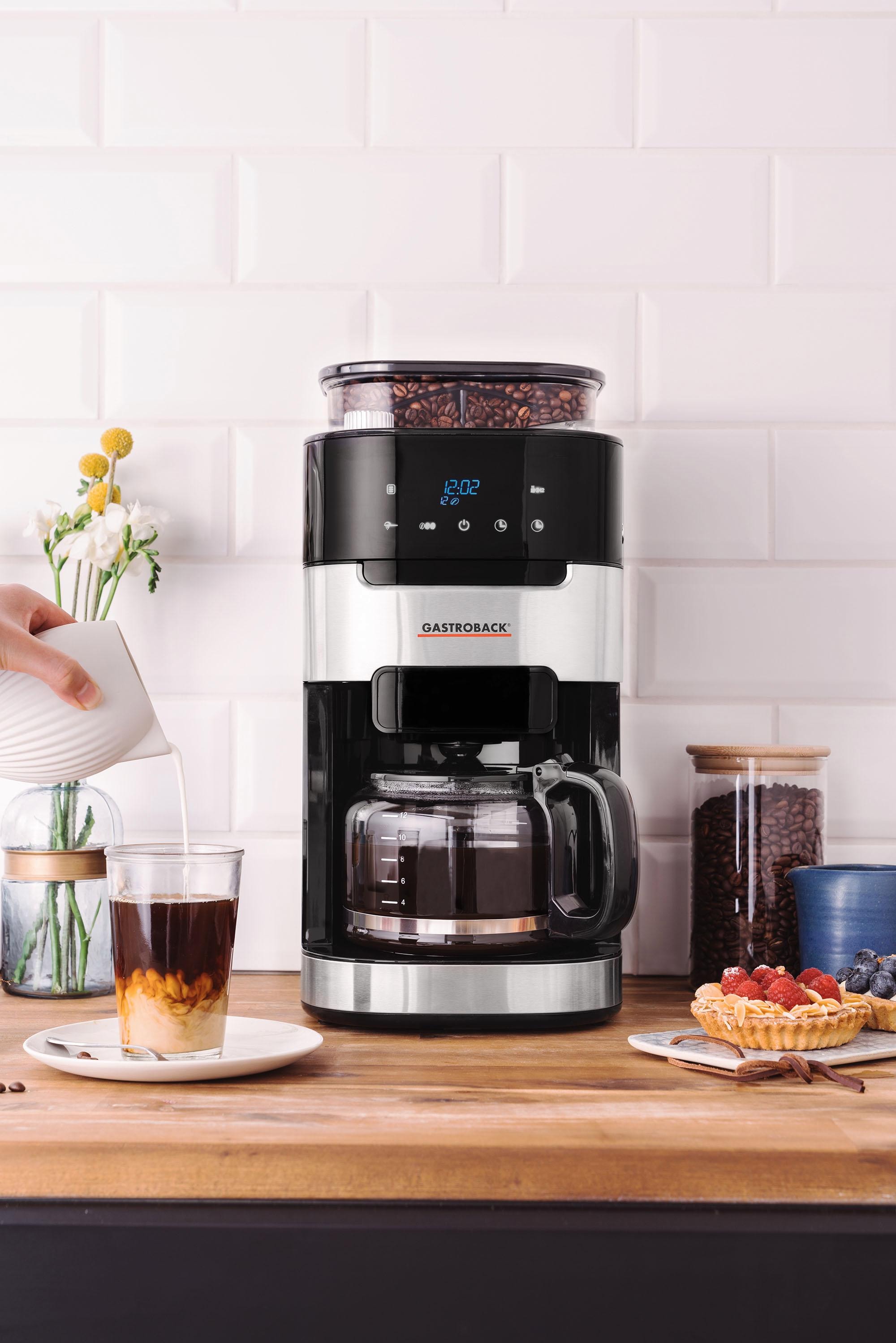 Gastroback Kaffeemaschine mit Mahlwerk »Grind & Brew Pro 42711«, 1,5 l Kaffeekanne, Permanentfilter, Timerfunktion, auch für Kaffeepulver verwendbar, Warmhaltefunktion