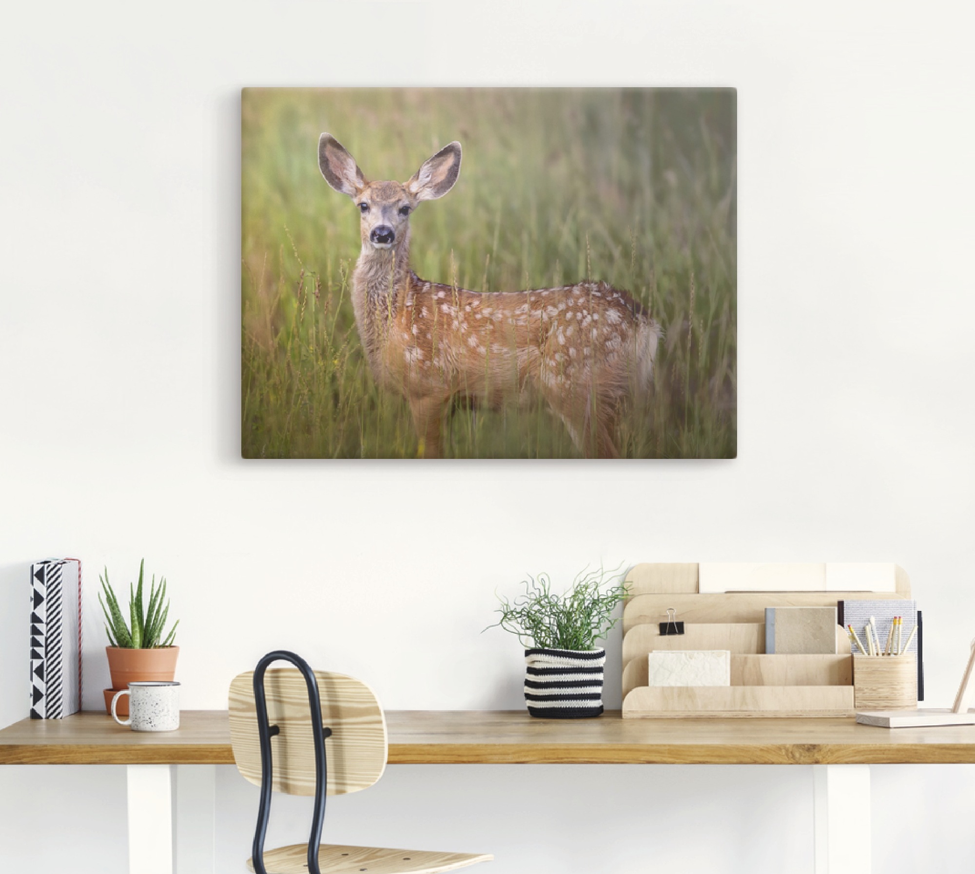 Artland Leinwandbild »Hirsch Beobachtung IV«, Wildtiere, (1 St.), auf Keilr günstig online kaufen