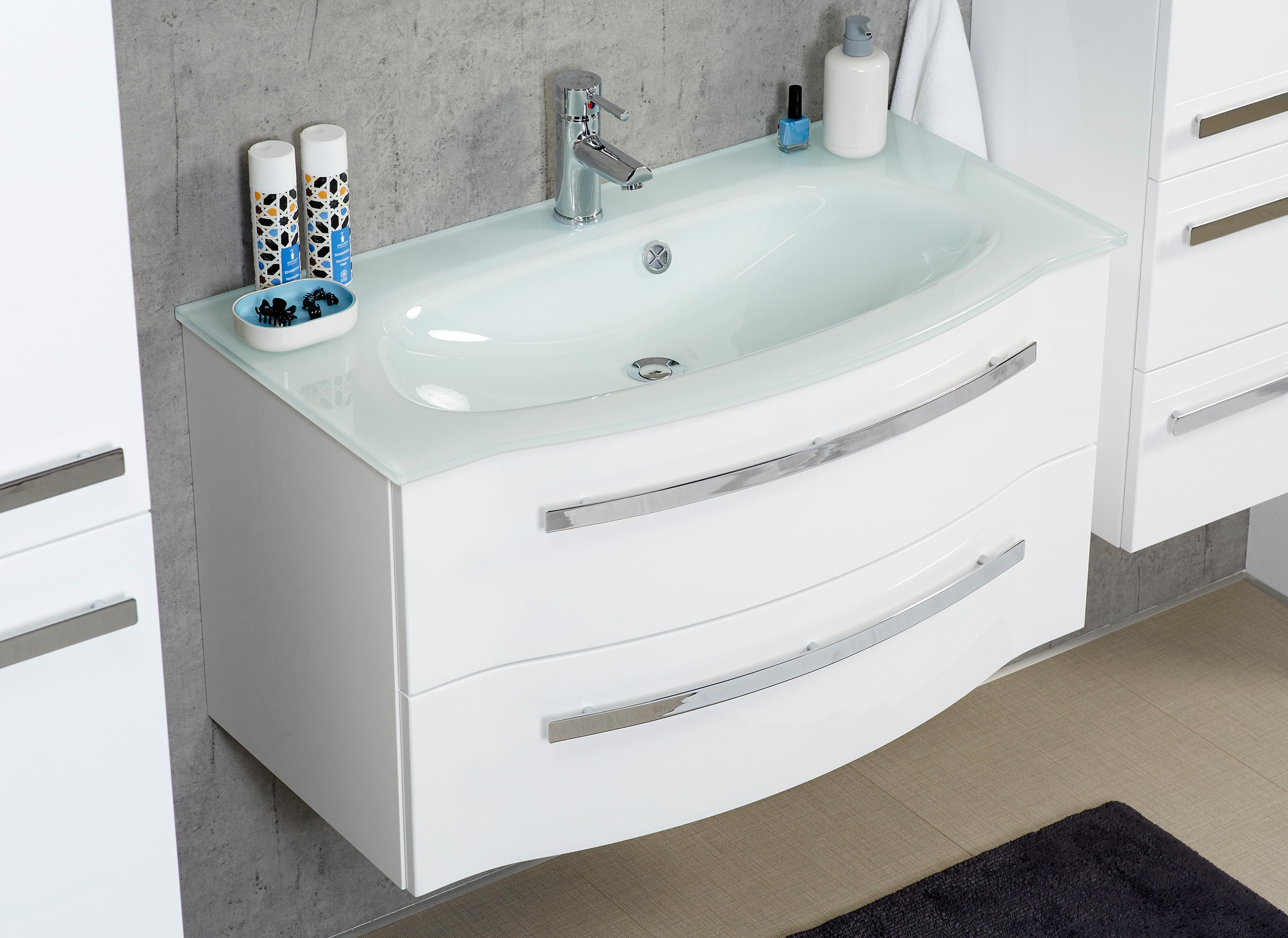 Saphir Waschtisch »Serie 4005 Glas-Waschtisch mit Unterschrank, 92 cm breit günstig online kaufen