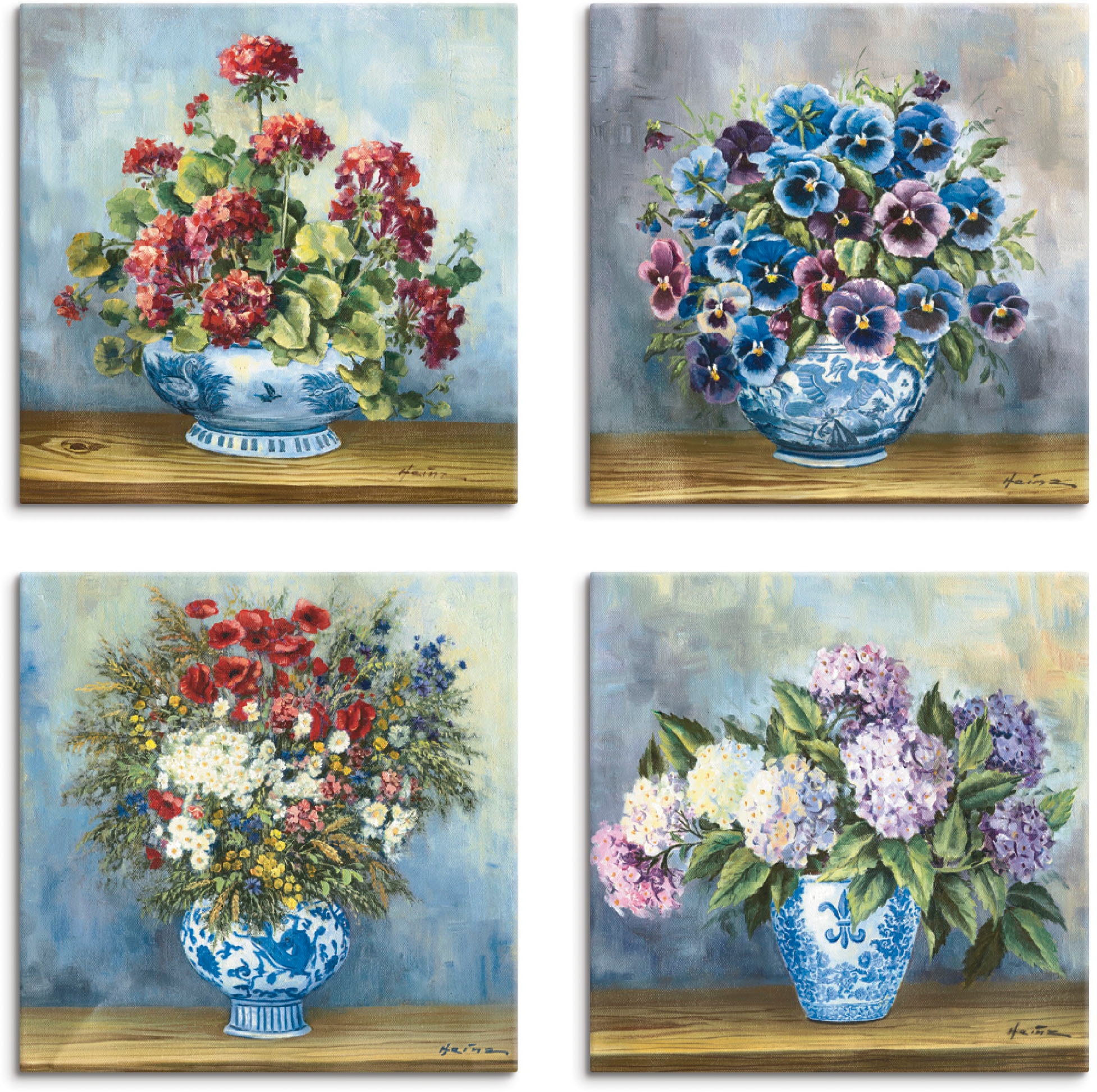 Artland Leinwandbild »Blumen Bouqets« 4 Stk. tlg. 4er Set, verschiedene Grö günstig online kaufen
