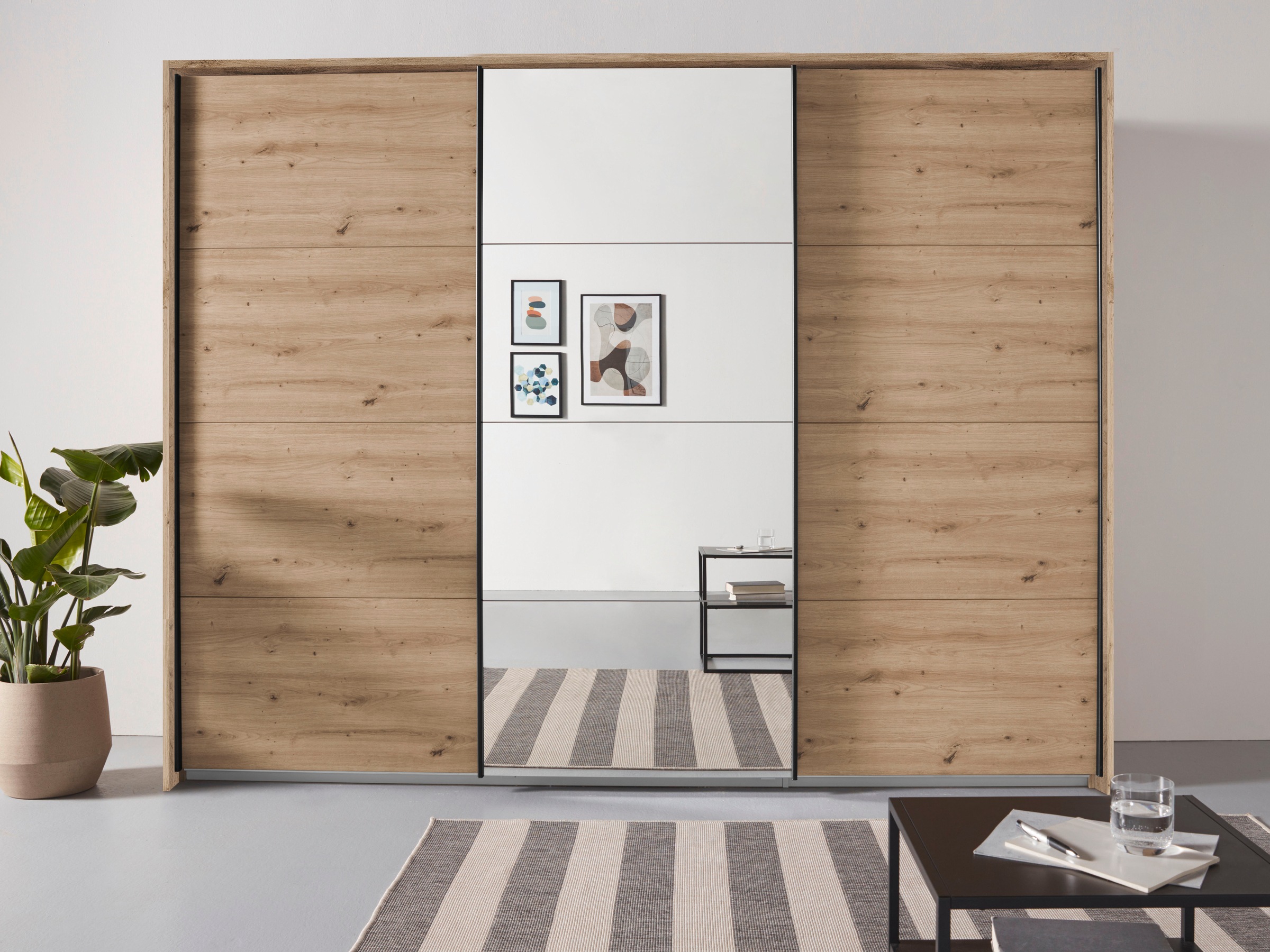 rauch Schwebetürenschrank »Oteli«, mit Mittelspiegel und Passepartout optional mit Beleuchtung