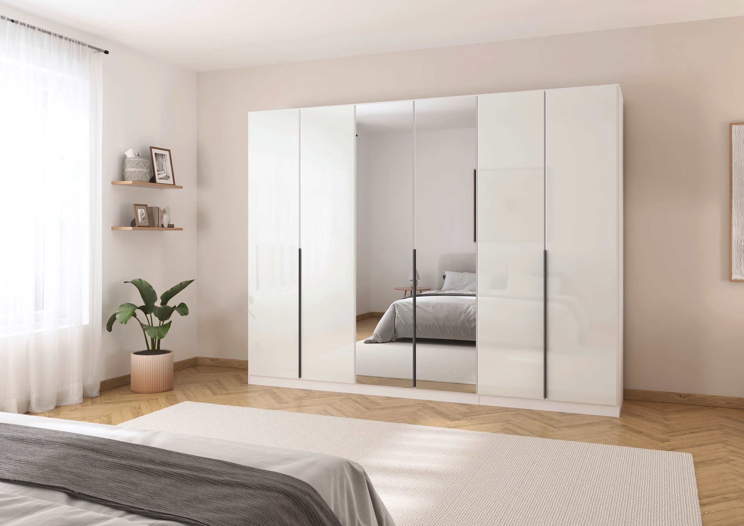 rauch Drehtürenschrank »Kleiderschrank Kleiderschränke Schrank Garderobe AGORDO mit Glasfront«, (in zwei Griff-Farben), durchdachte Innenausstattung, in 6 Breiten und 2 Höhen MADE IN GERMANY