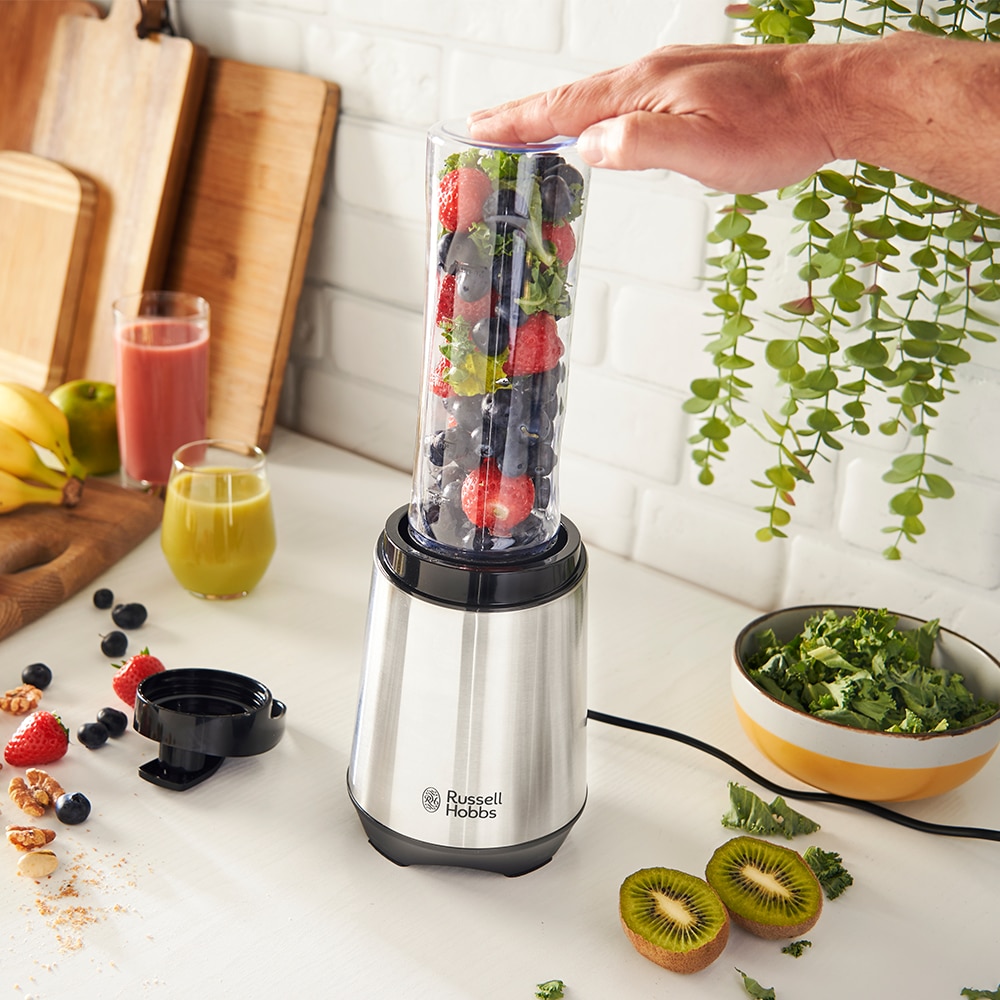 RUSSELL HOBBS Smoothie-Maker »Mix & Go Smoothie Maker 23472-56«, 300 W, 600 ml Mixbehälter, spülmaschinenf., Edelst., Power Motor 23.500 U/min