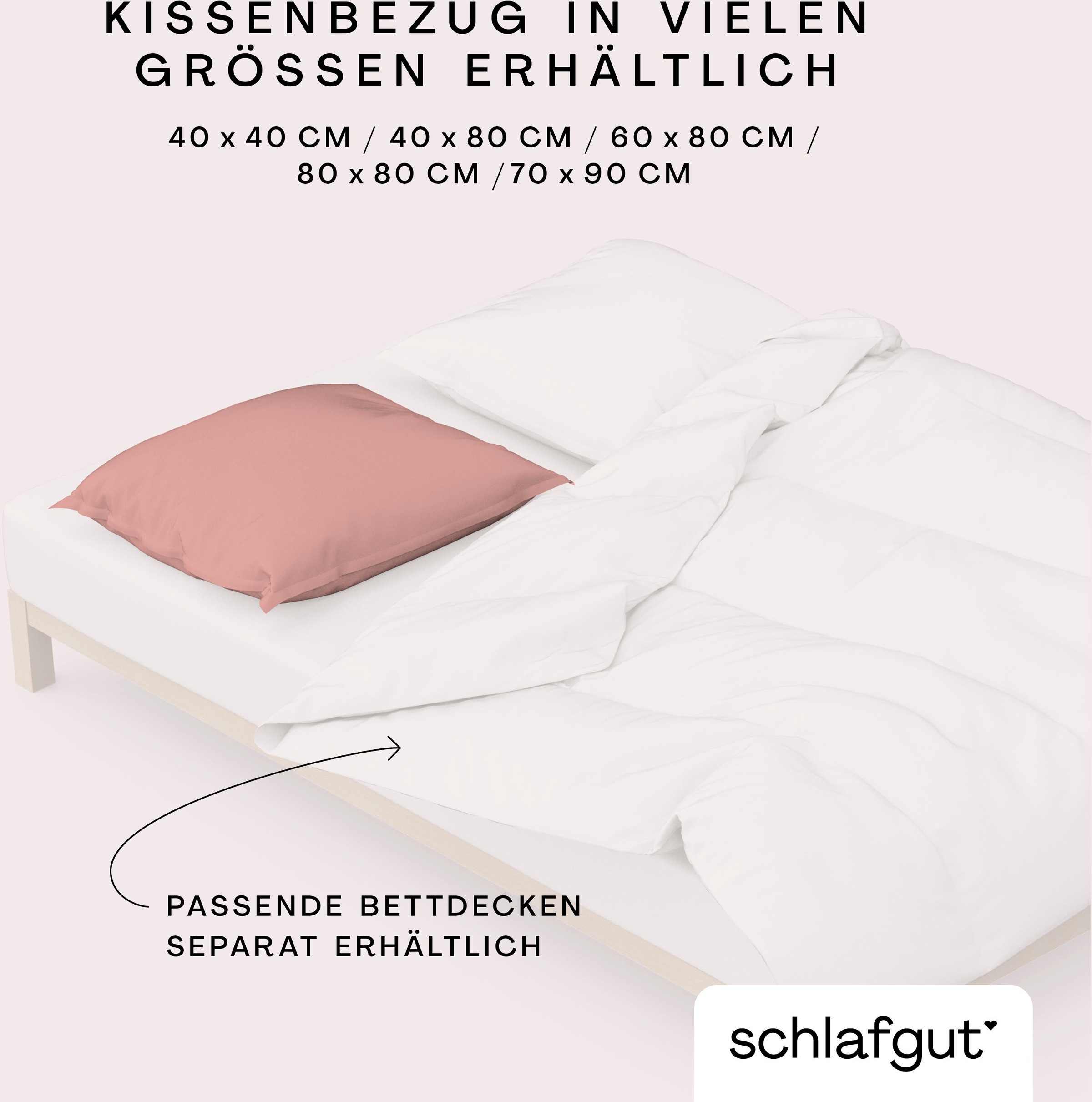 Schlafgut Kissenbezug »Knitted Jersey aus Bio-Baumwolle mit Elasthan, bügelfrei,«, (1 St.), besonders fein gestrickt, Kissenhülle mit farbigem Reißverschluss