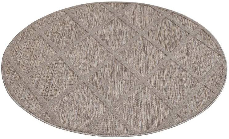 Carpet City Teppich »In-& Outdoorteppich Santorini 457, 3D-Effekt, Raute-Look«, rund, 5 mm Höhe, Wetterfest & UV-beständig für Terrasse, Balkon, Küche, Flur