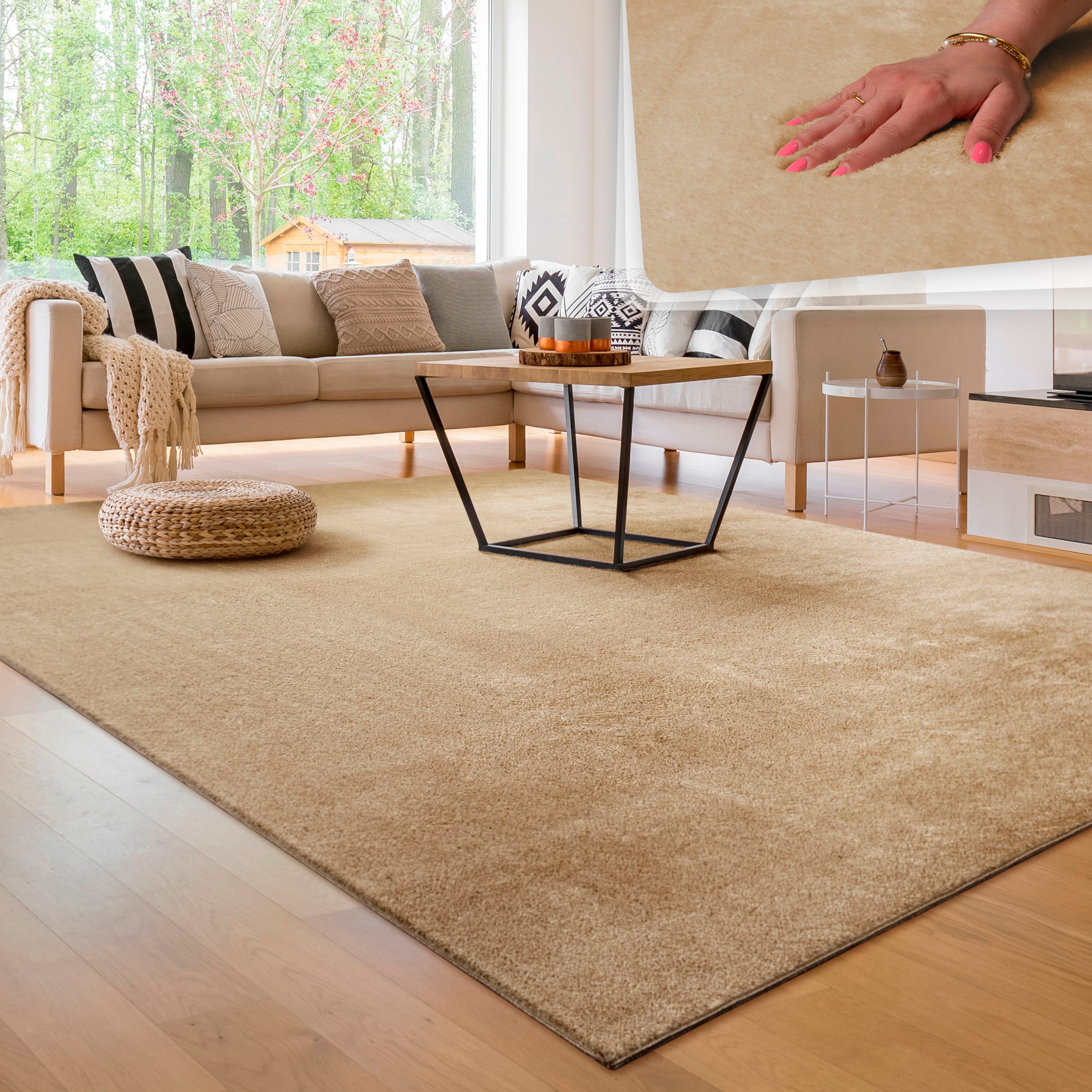 Paco Home Teppich "Cadiz 630" rechteckig 14 mm Höhe Uni-Farben, besonders w günstig online kaufen