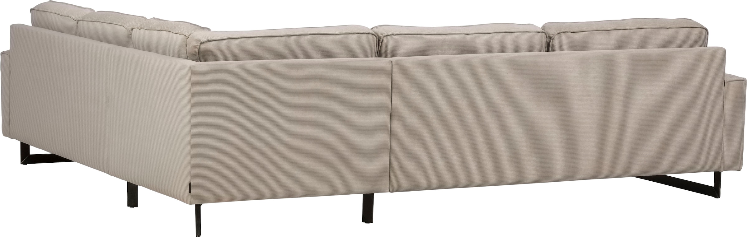 Places of Style Ecksofa »Pinto, XXL, 250/290 cm, langer Schenkel, Ottomane«, Cord, Chenille, Lederoptik, mit Keder, Metallfüße, Wellenunterfederung