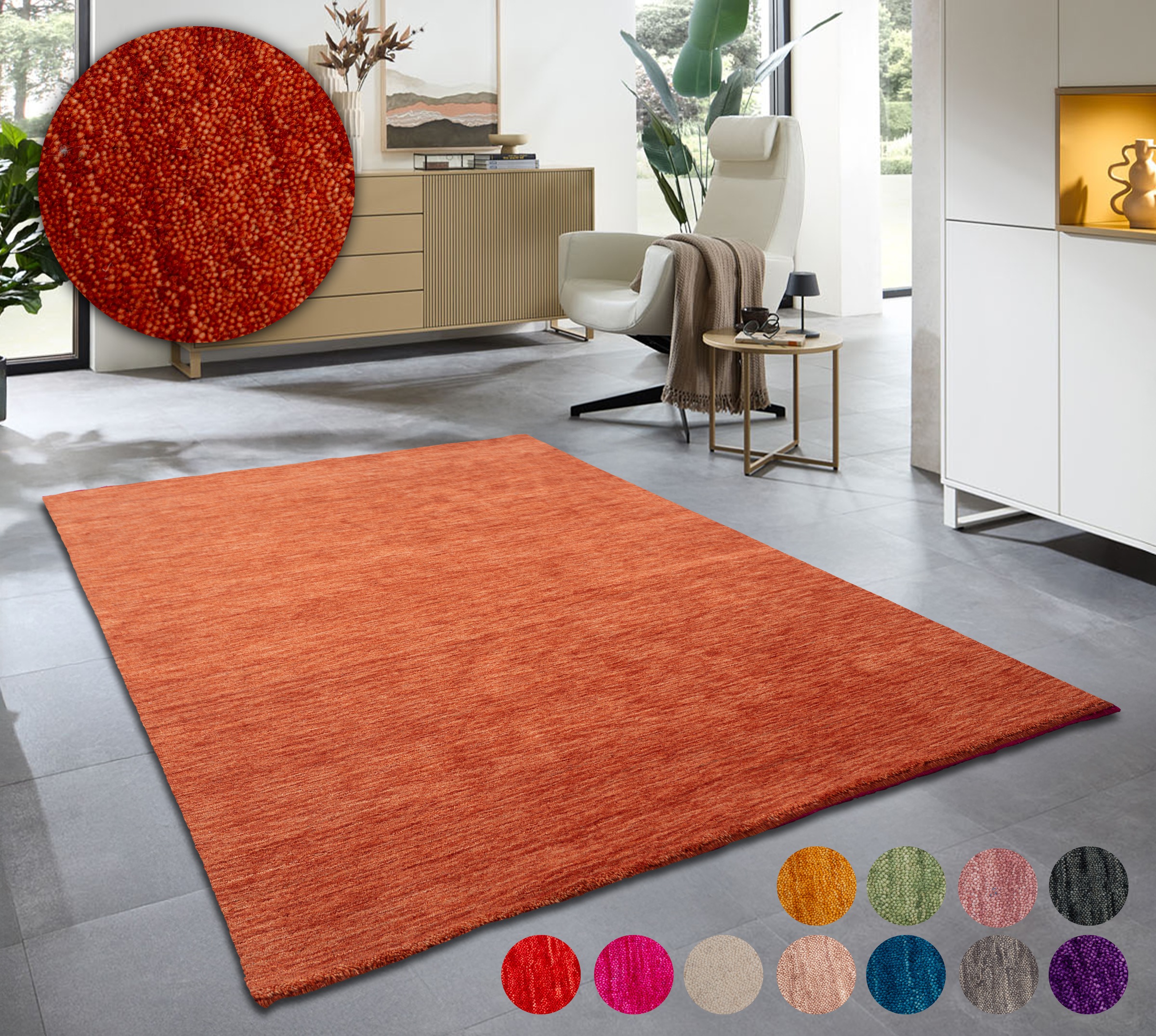 THEKO Wollteppich "Holi" rechteckig 13 mm Höhe Uni-Farben, leicht meliert, günstig online kaufen