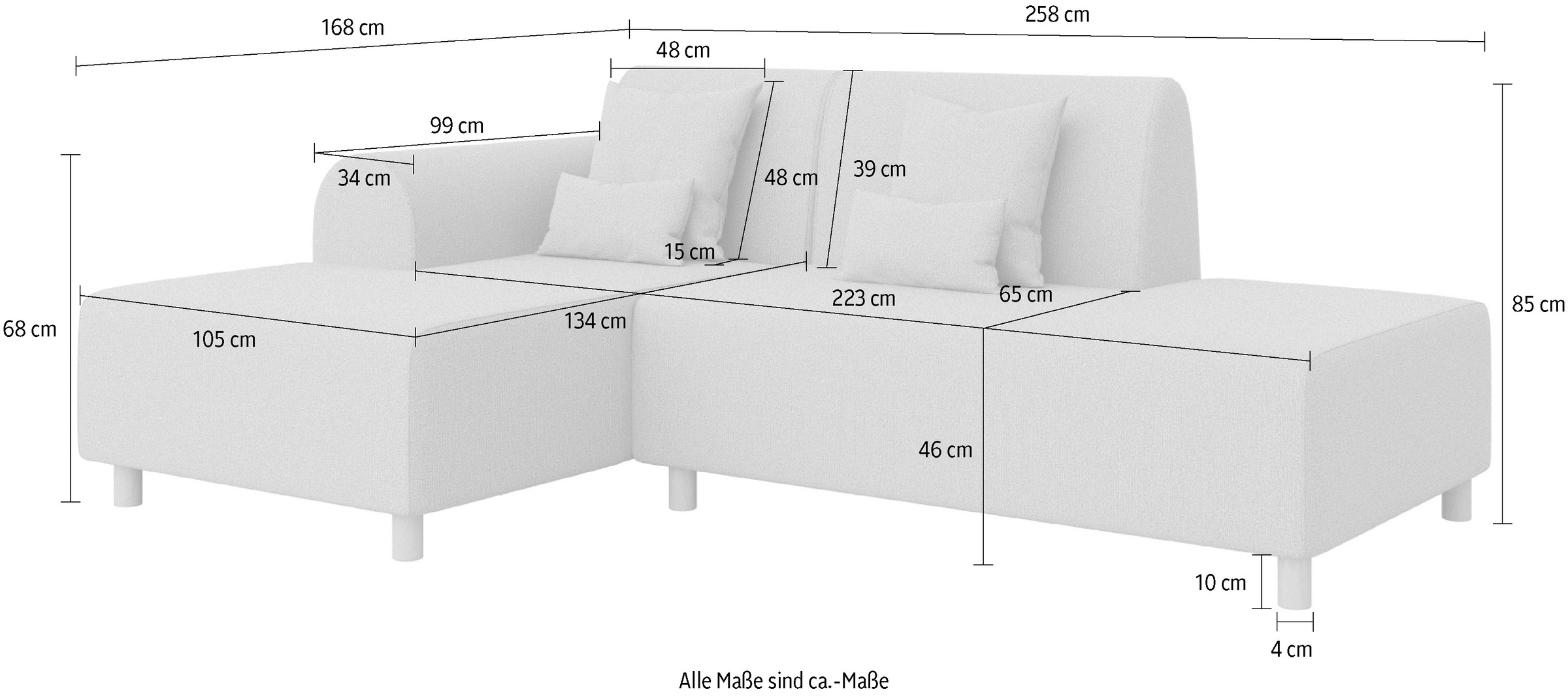 INOSIGN Ecksofa »Suyala«, L-Form mit Hocker