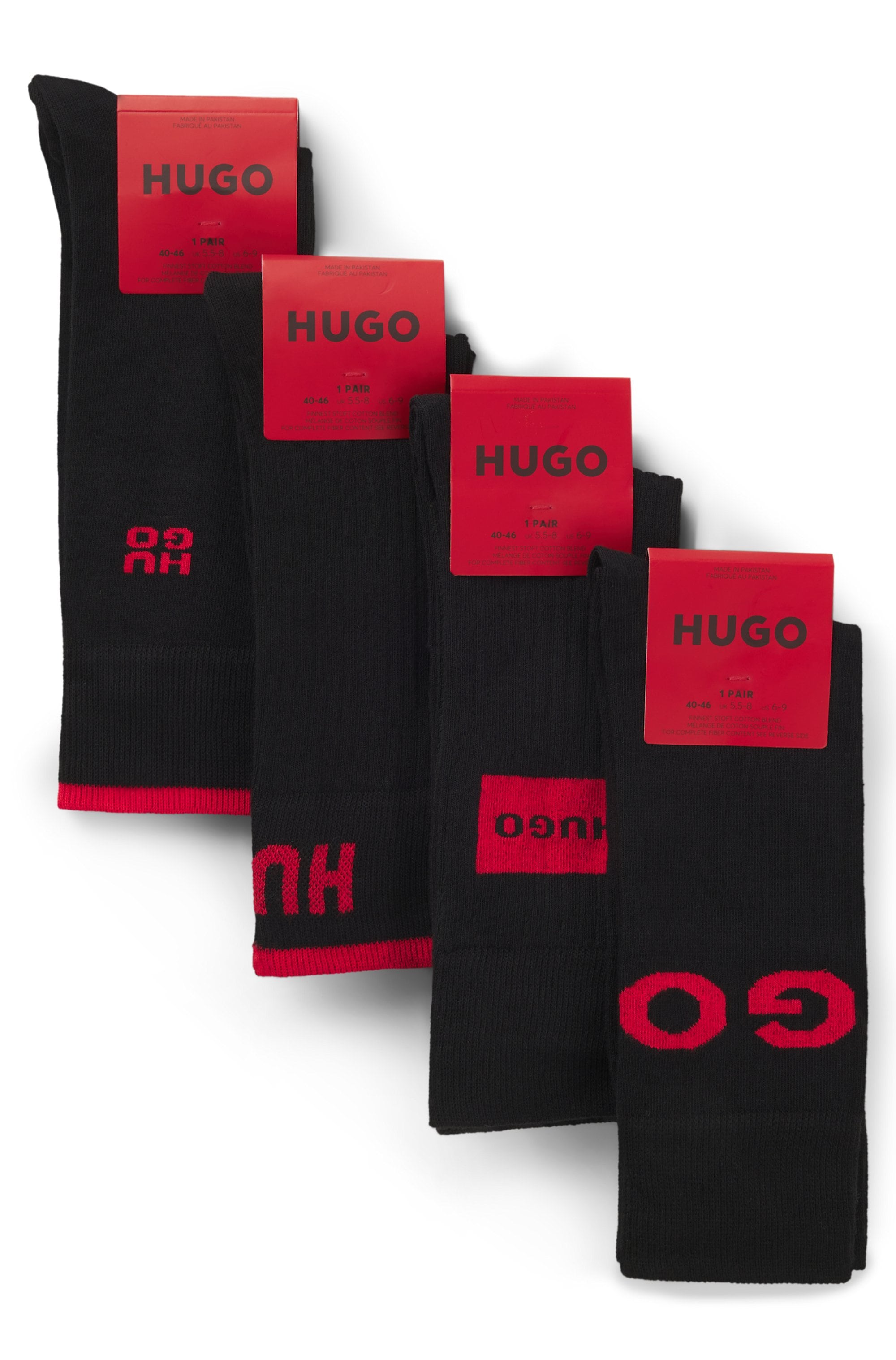 HUGO Underwear Socken 4 Paar tlg. Herren-Socken, Logo, Baumwollmischung, Komfort