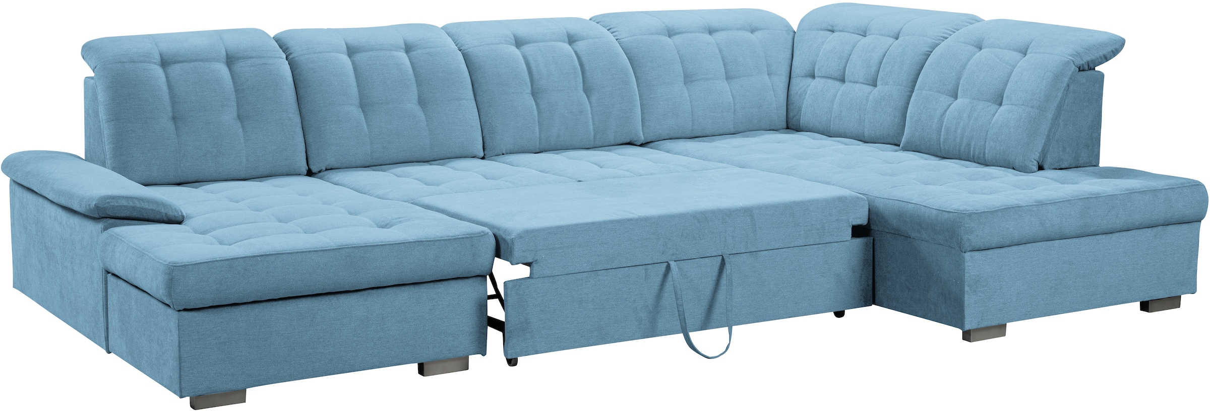 WERK2 Wohnlandschaft »Kordula-New U-Form«, Sofa in U-Form mit Schlaffunktion & Bettkasten, Schlafcouch