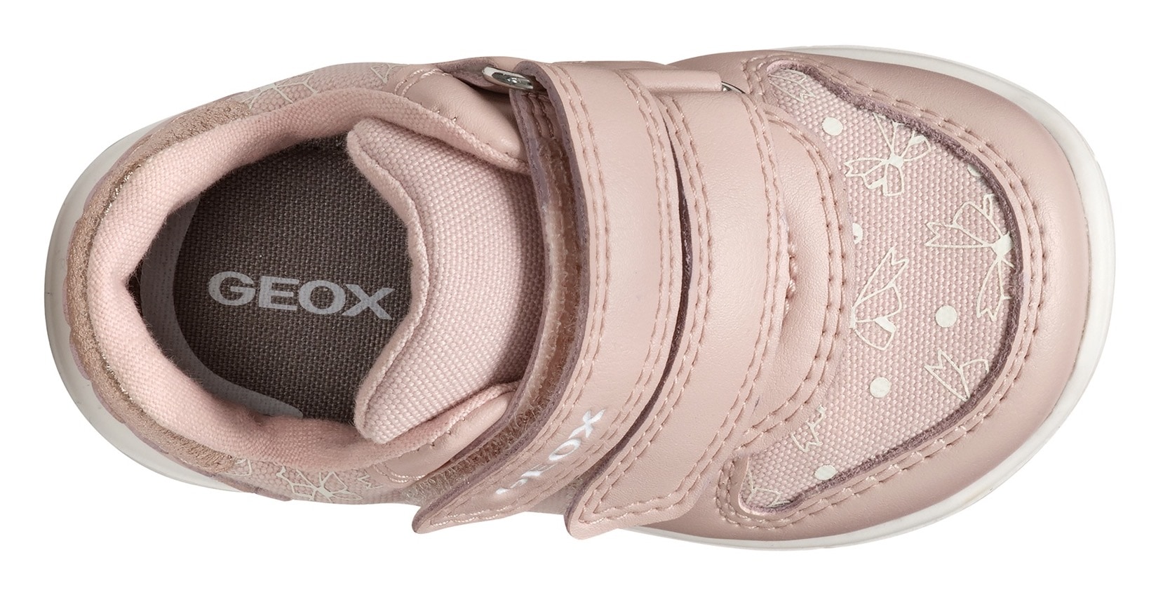 Geox Lauflernschuh »B ZAPITO GIRL«, Festtagsschuh, Klettschuh mit Schleifchen bedruckt und Glitzer