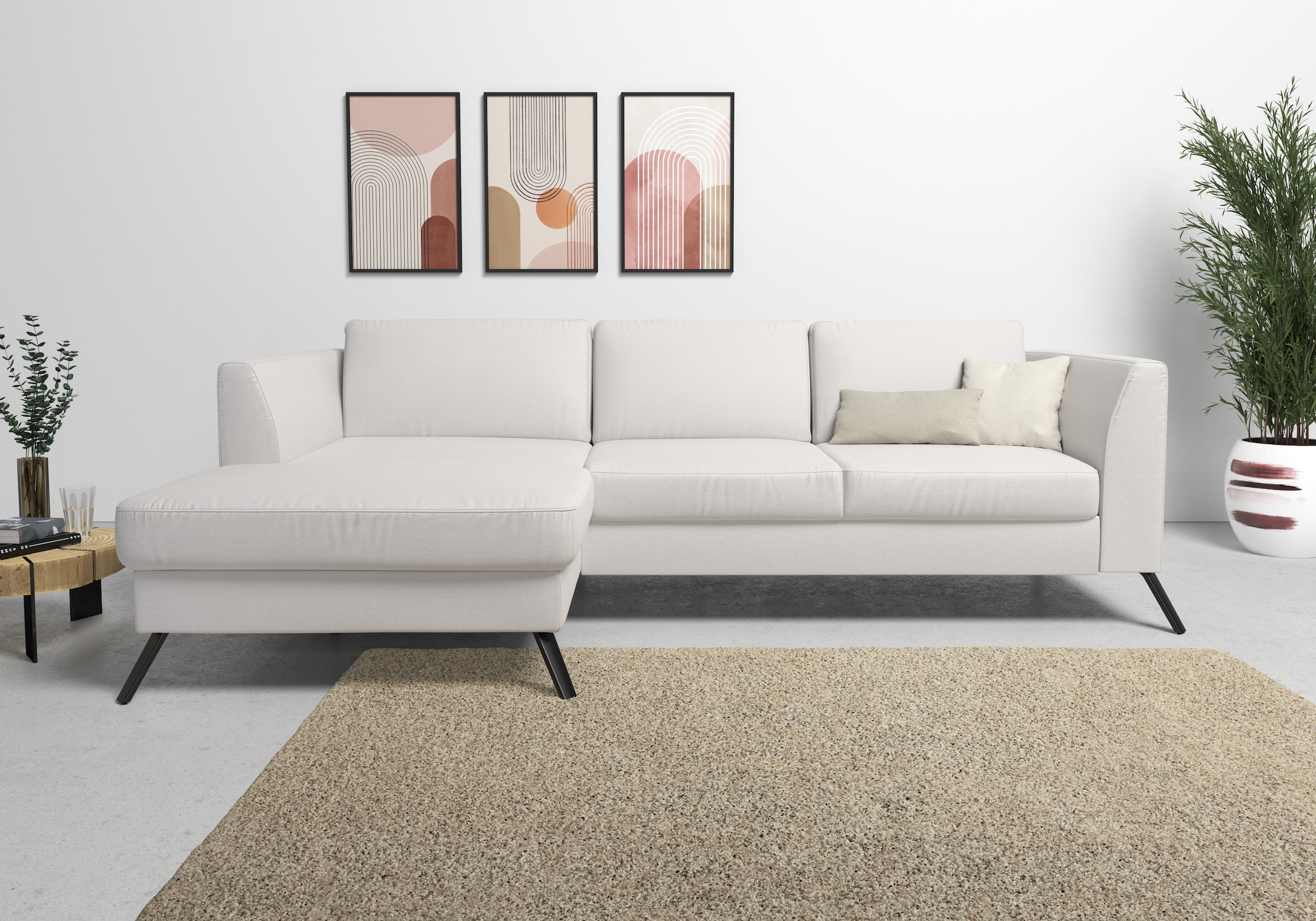 sit&more Ecksofa »Olsen L-Form«, inklusive Sitztiefenverstellung, wahlweise mit Bettfunktion, 15cm hoch