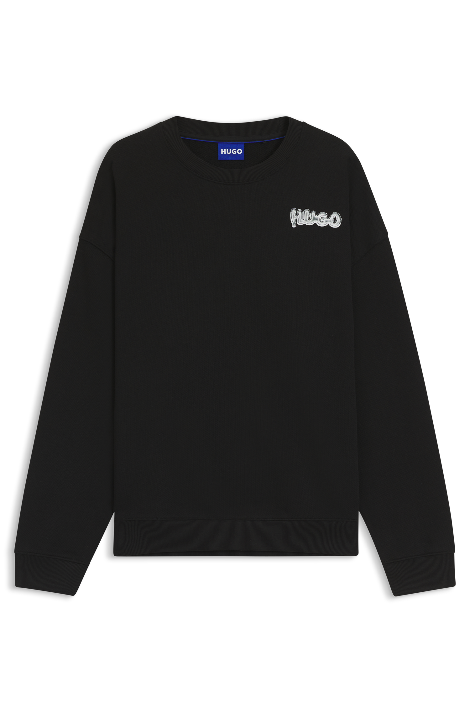 HUGO Blue Sweatshirt »Nyrocrew« Rückenaufdruck in Chrom-Optik, Rundhalsausschnitt, Loose fit