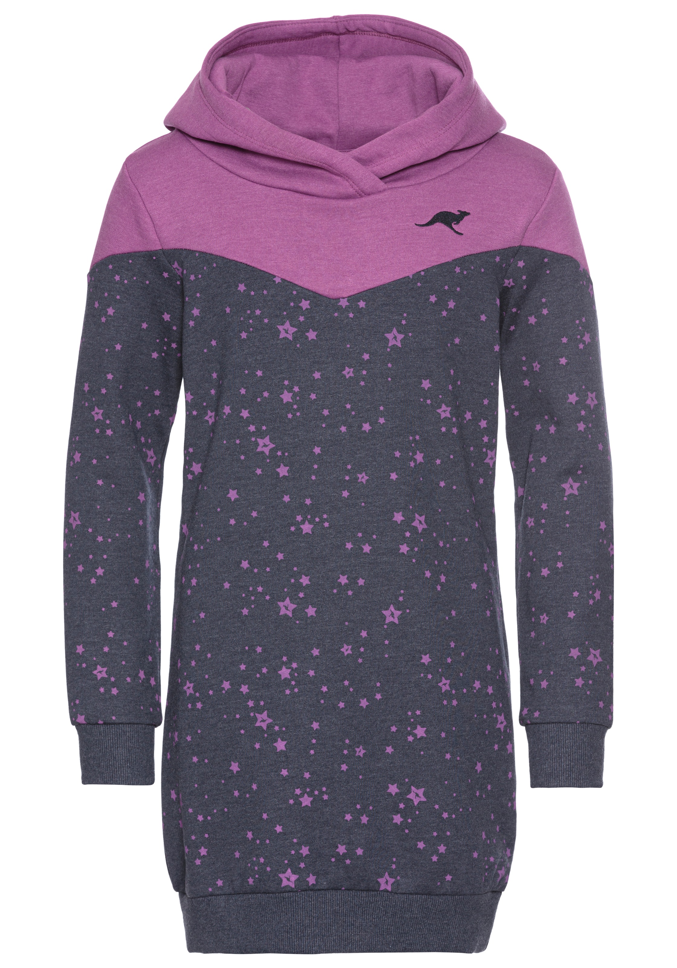 KangaROOS Sweatkleid »mit süßem allover Druck«, in Colorblocking-Design