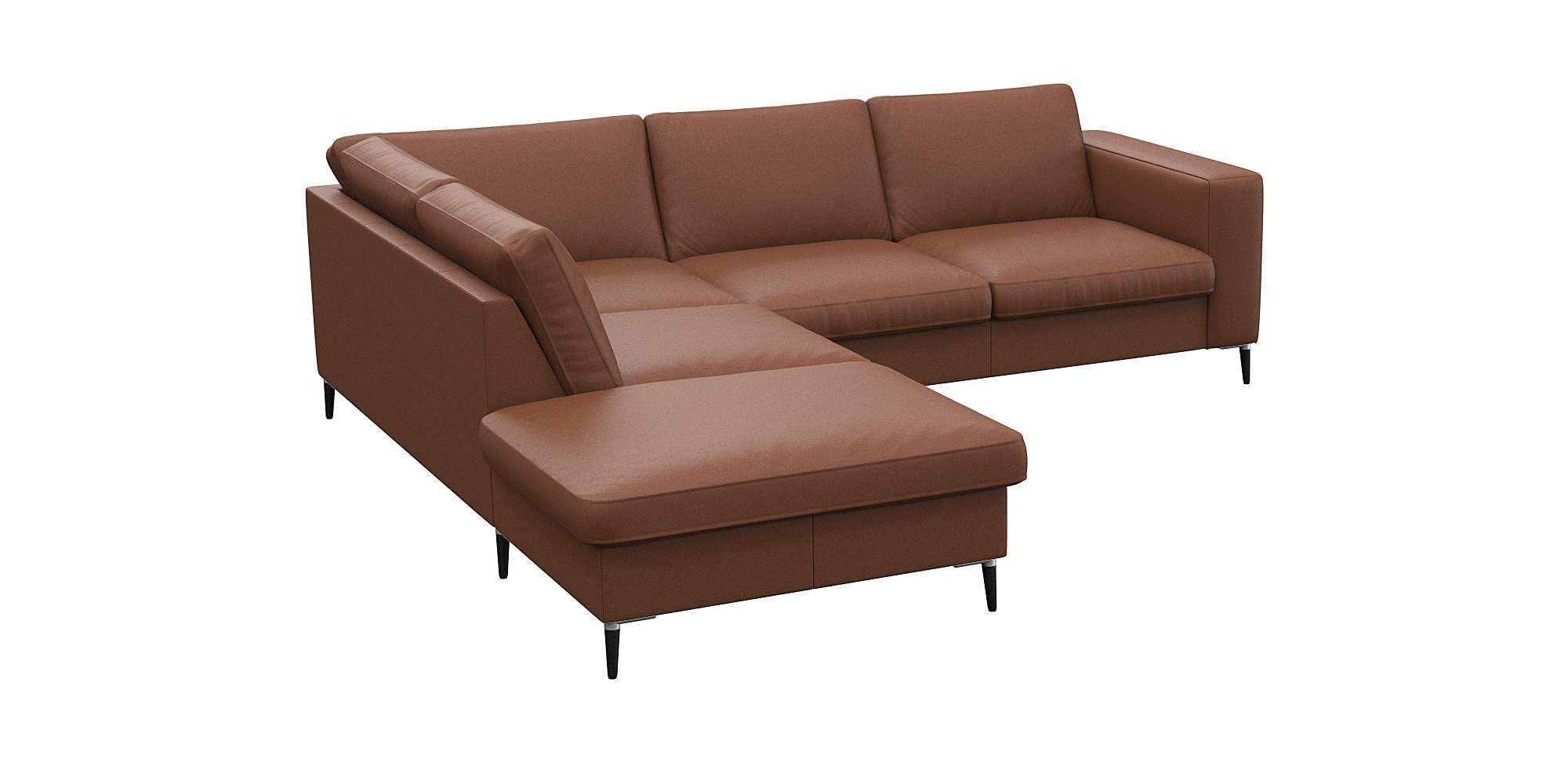 FLEXLUX Ecksofa »Fiore, bequem und komfortabel, zeitlos, L-Form«, breite Armlehnen, Füße Alu/schwarz, B/T 241/225 cm, Kaltschaum im Sitz