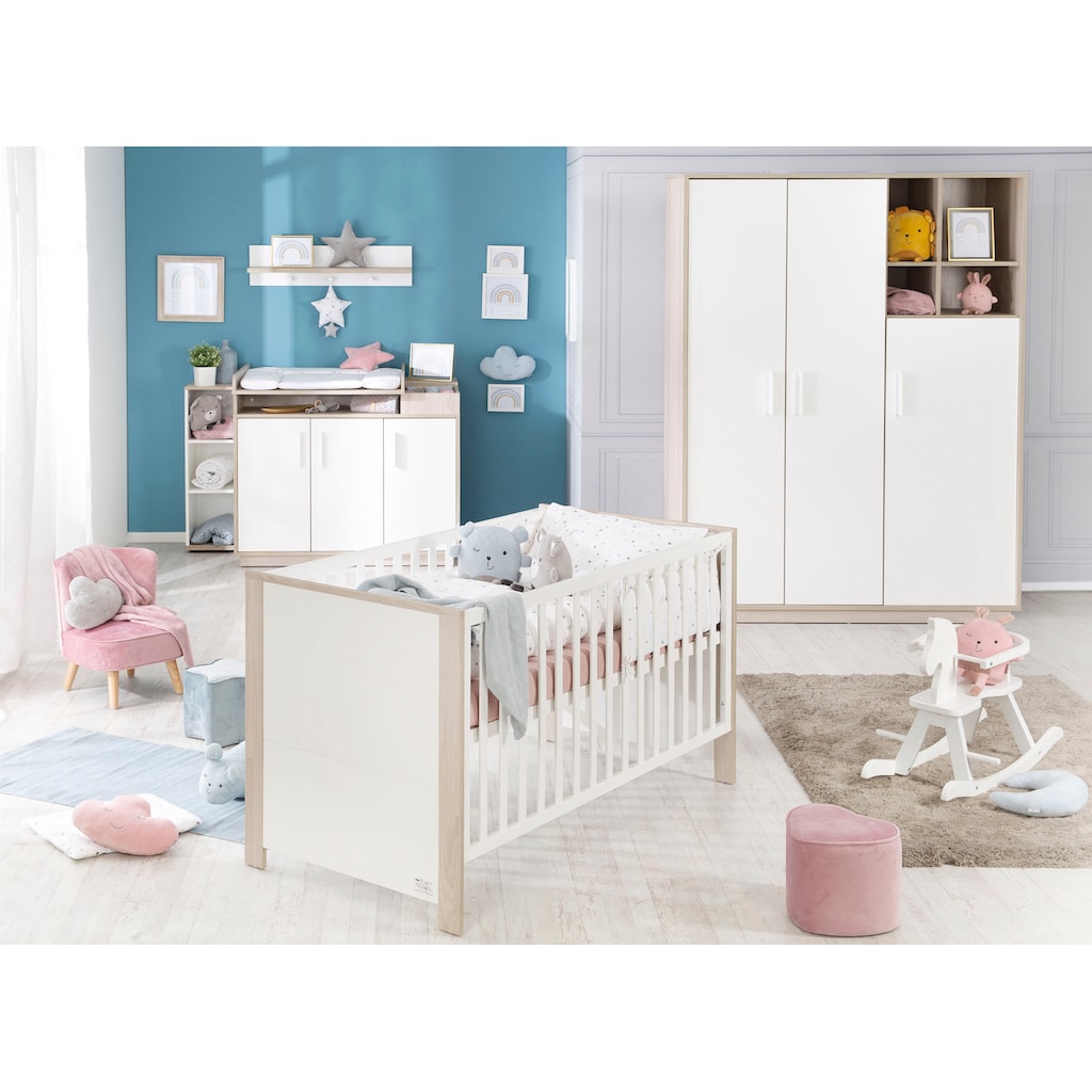 roba® Babyzimmer-Komplettset »Olaf«, (Set, 3 St., Kinderbett, Wickelkommode, Kleiderschrank), mit Kinderbett, Schrank und Wickelkommode