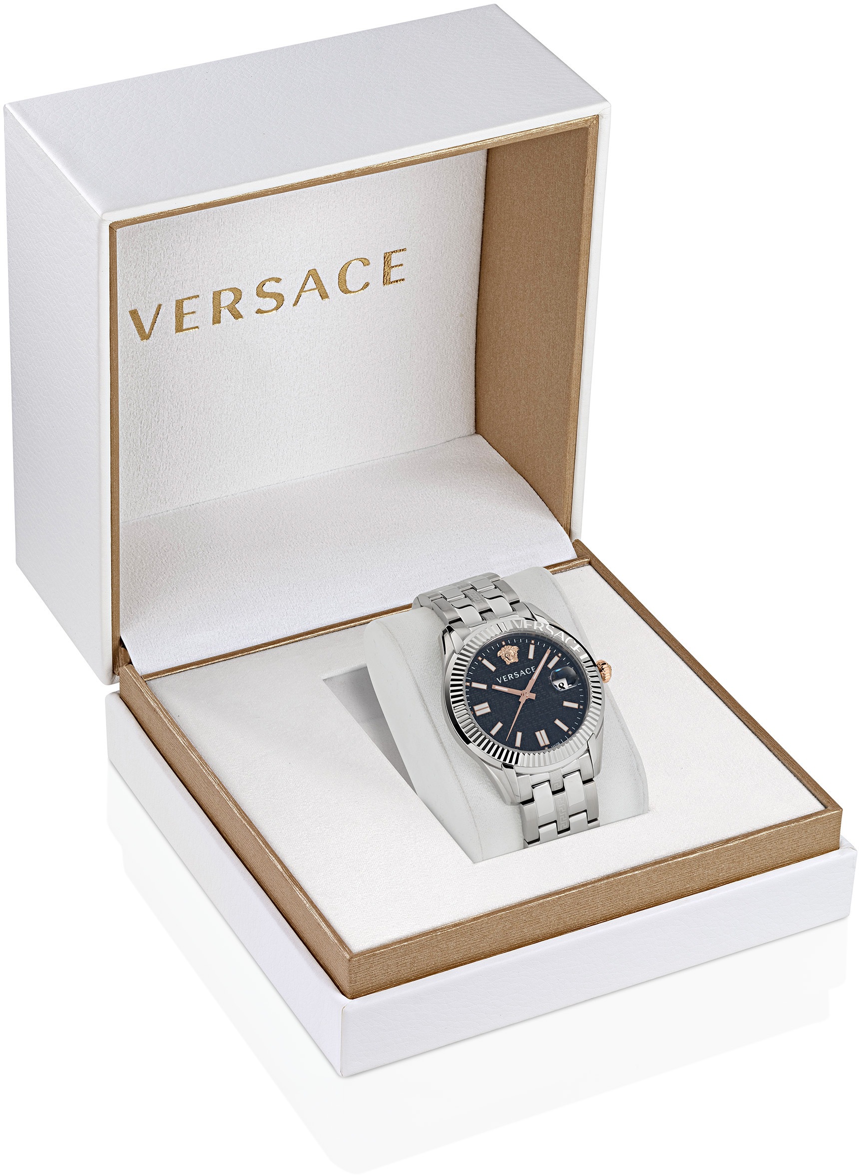 Versace Quarzuhr »GRECA TIME, VE3K00322«, Armbanduhr, Damenuhr, Saphirglas, Datum, Swiss Made, analog