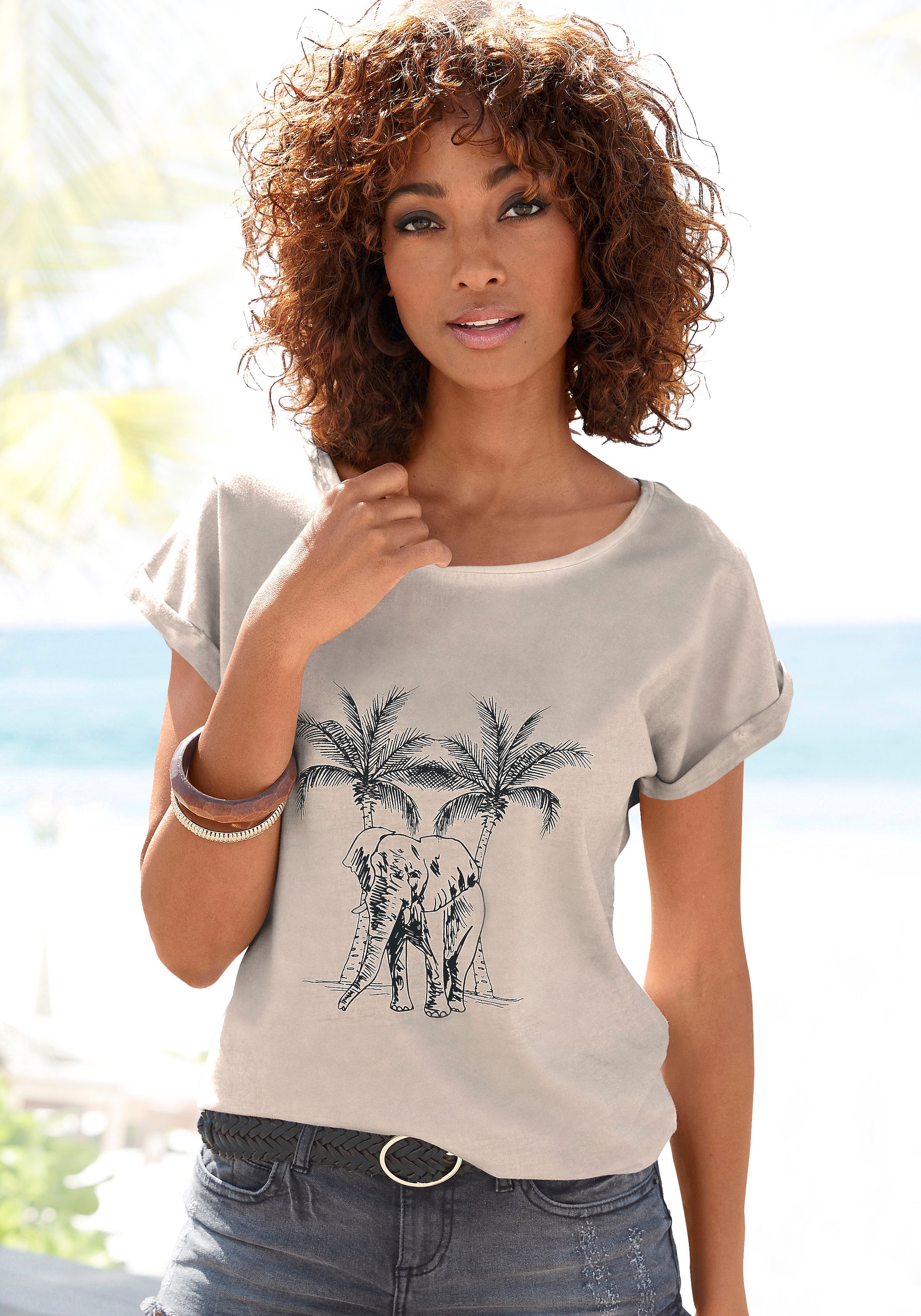 Online-Shop T-Shirt, modischer Waschung im mit bestellen Vivance