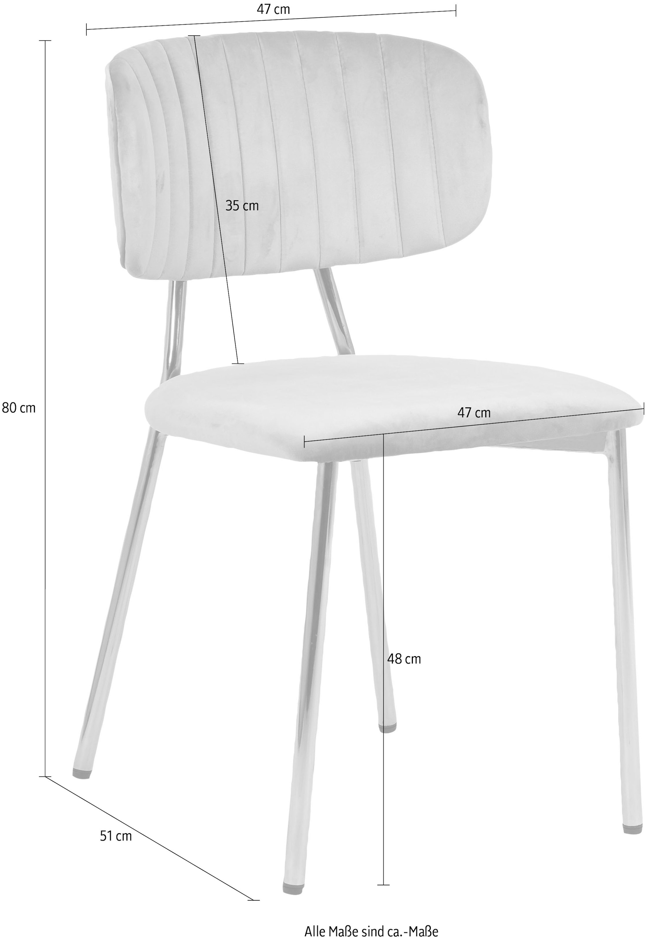 Kayoom Esszimmerstuhl »Stuhl Kian 125 2er-Set,filigranes Metallgestell,pflegeleicht Samtbezug«, (Set), 2 St., Stoffbezug, samtweicher Bezug, pflegeleichter Samtbezug