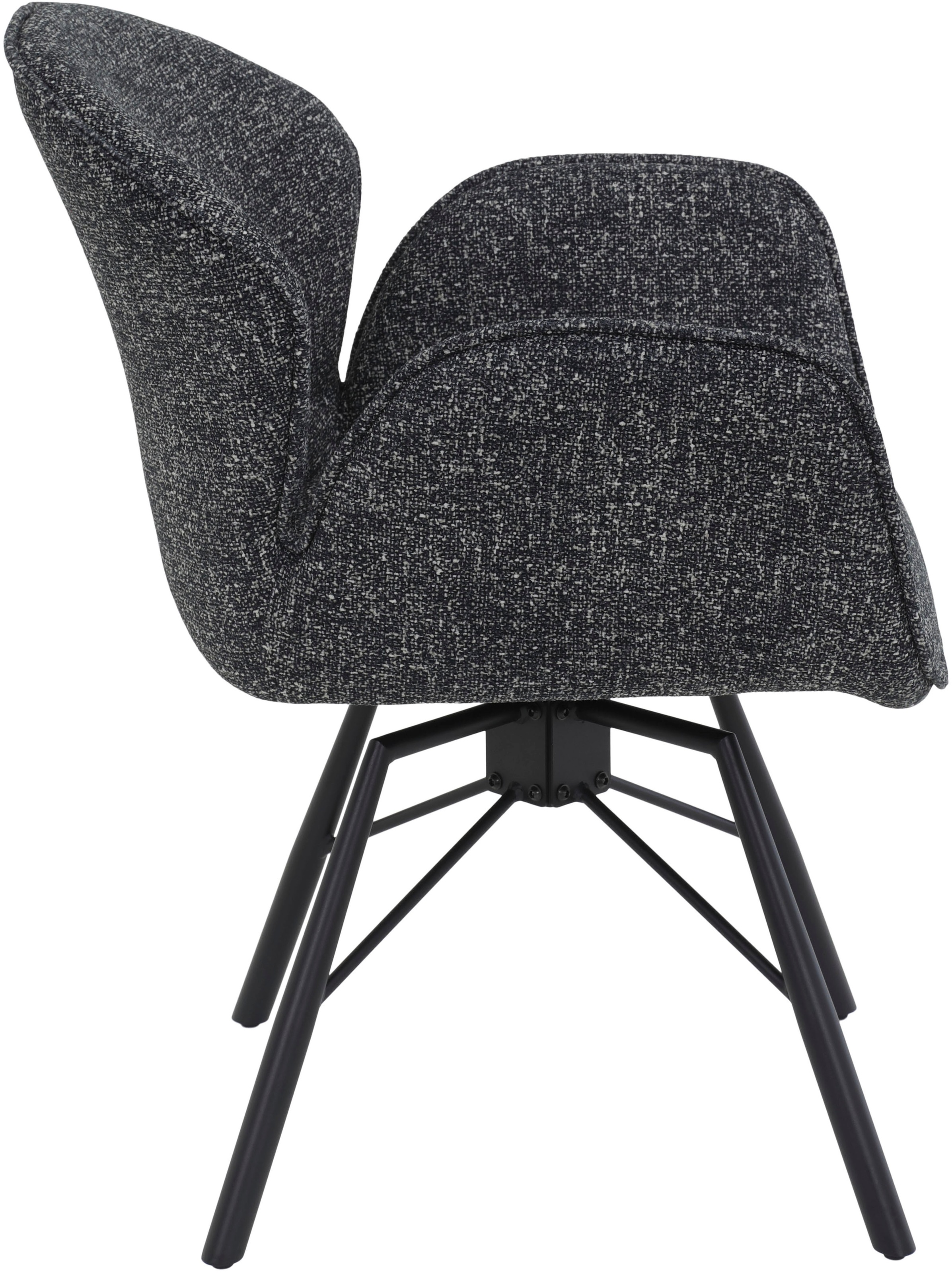 HELA 4-Fußstuhl »BRISTOL, Armlehnen Stuhl, Sessel, Esszimmerstuhl«, (Set), 1 St., Microfaser-Bouclé, 360° drehbar mit Auto-Return,gepolstert,Boucléoptik,Armlehnen