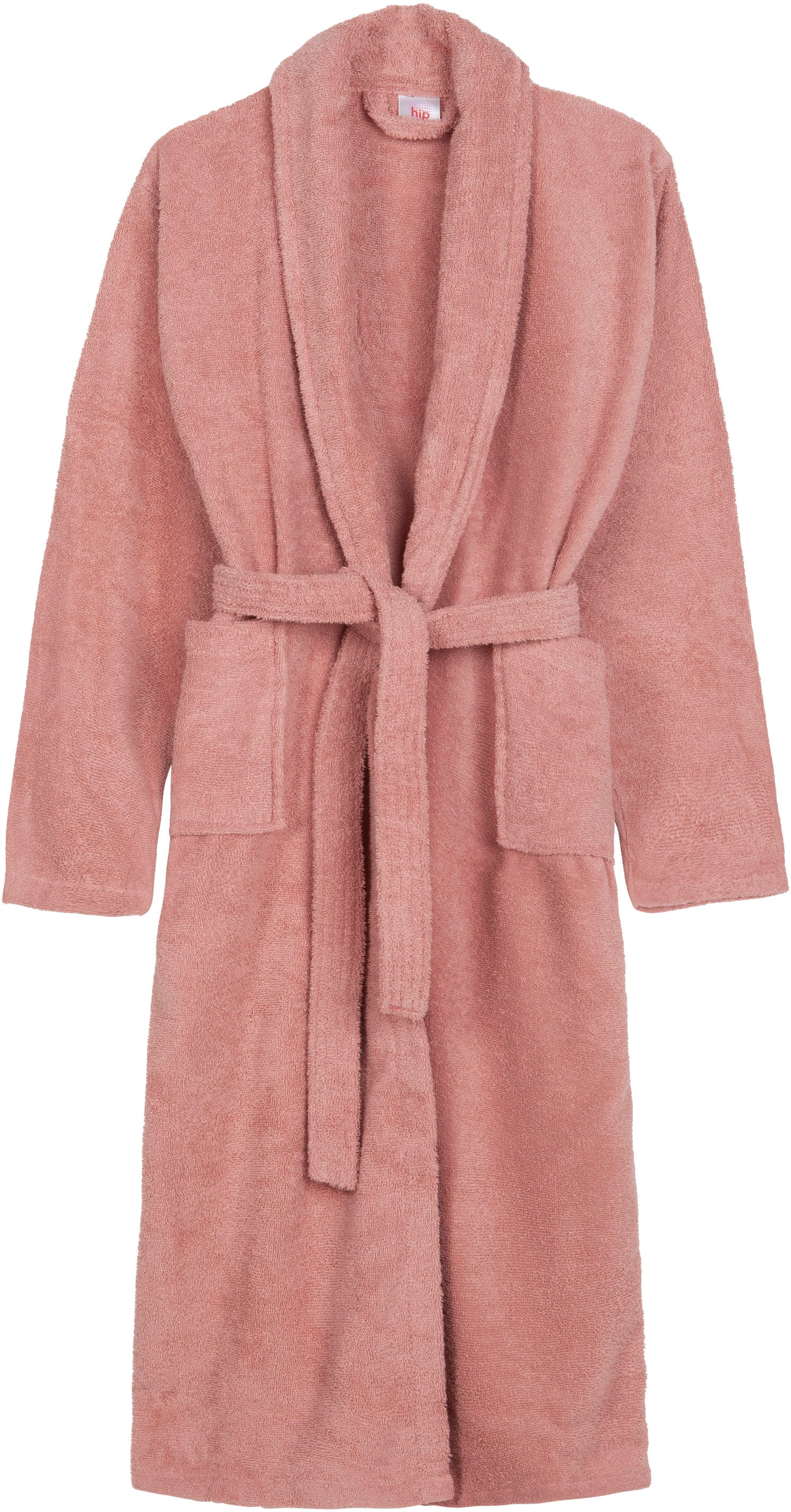hip Bademantel »Hip Bathrobe uni«, (Packung, 1 St., 1x Bademantel), Schalkragen, Gürtel, Taschen, Damen & Herren, Velours, Glanz